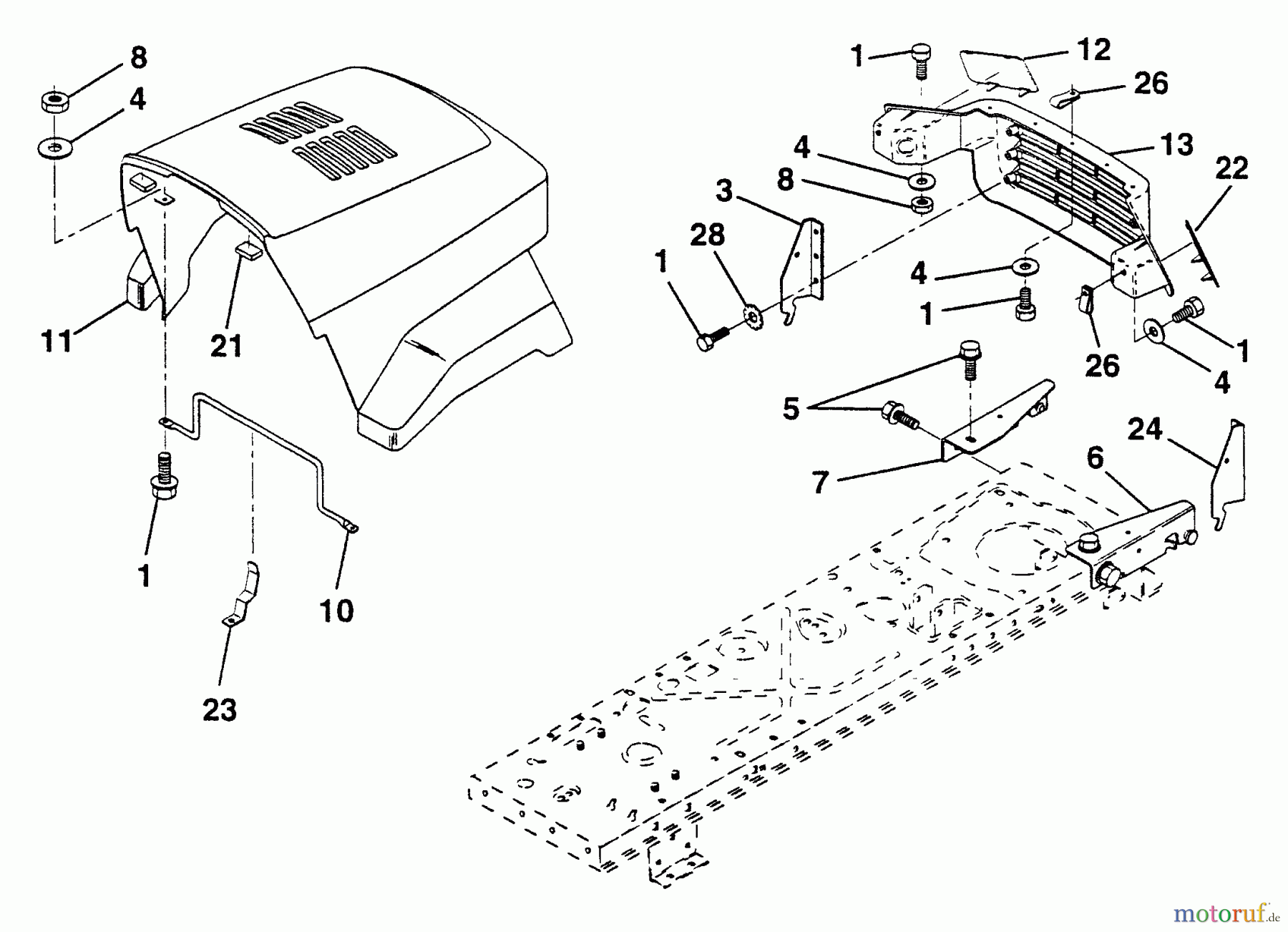  Husqvarna Rasen und Garten Traktoren LTH 13 (954001042) (HAR13H38B) - Husqvarna Lawn Tractor (1995-01 & After) Hood