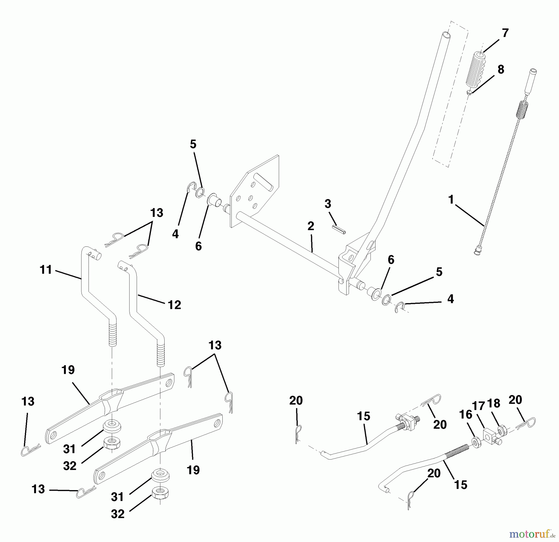  Husqvarna Rasen und Garten Traktoren LTH 130 (954140005C) - Husqvarna Lawn Tractor (1998-02 & After) Mower Lift