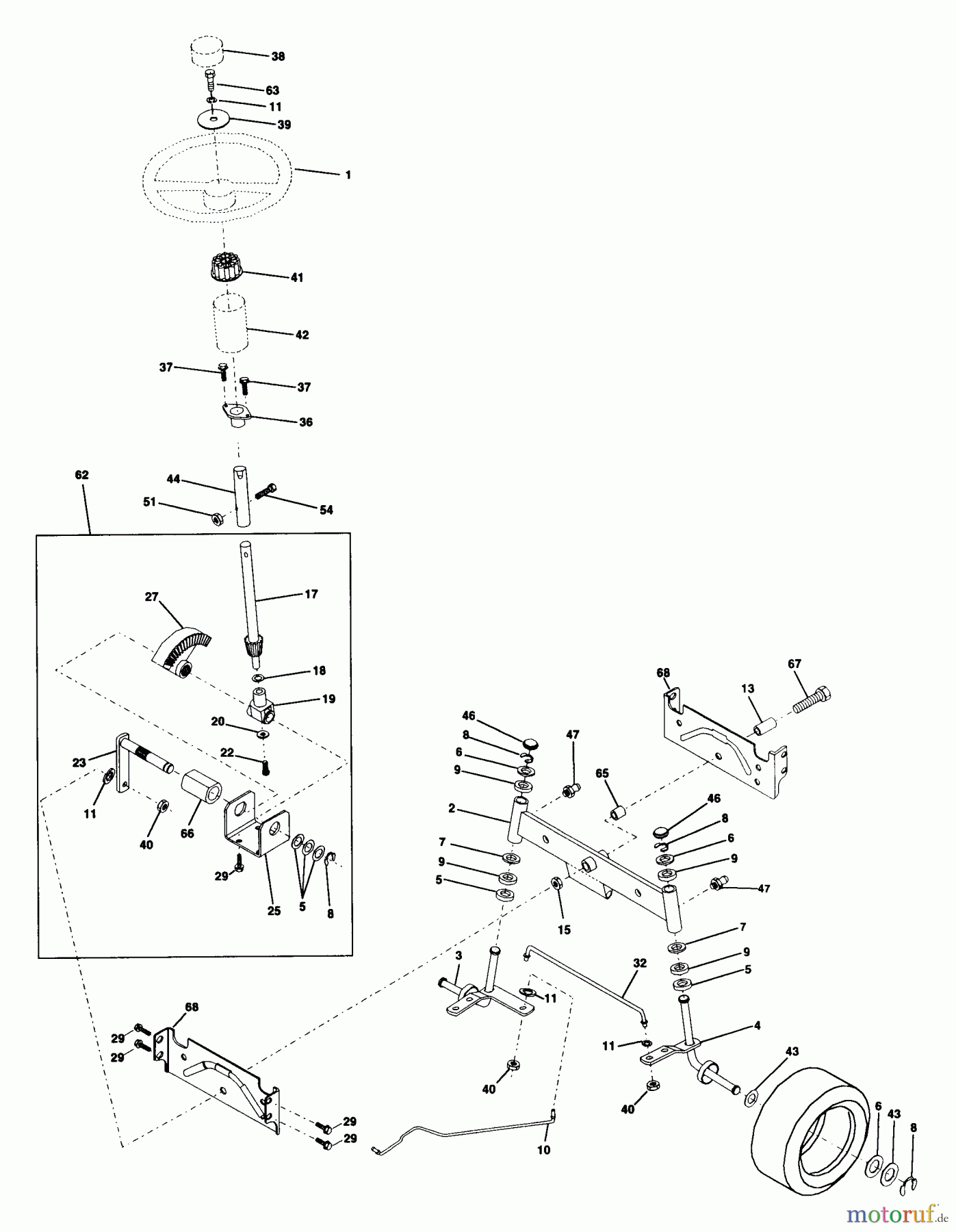  Husqvarna Rasen und Garten Traktoren LTH 130 (954140005D) - Husqvarna Lawn Tractor (1998-02 & After) Steering Assembly