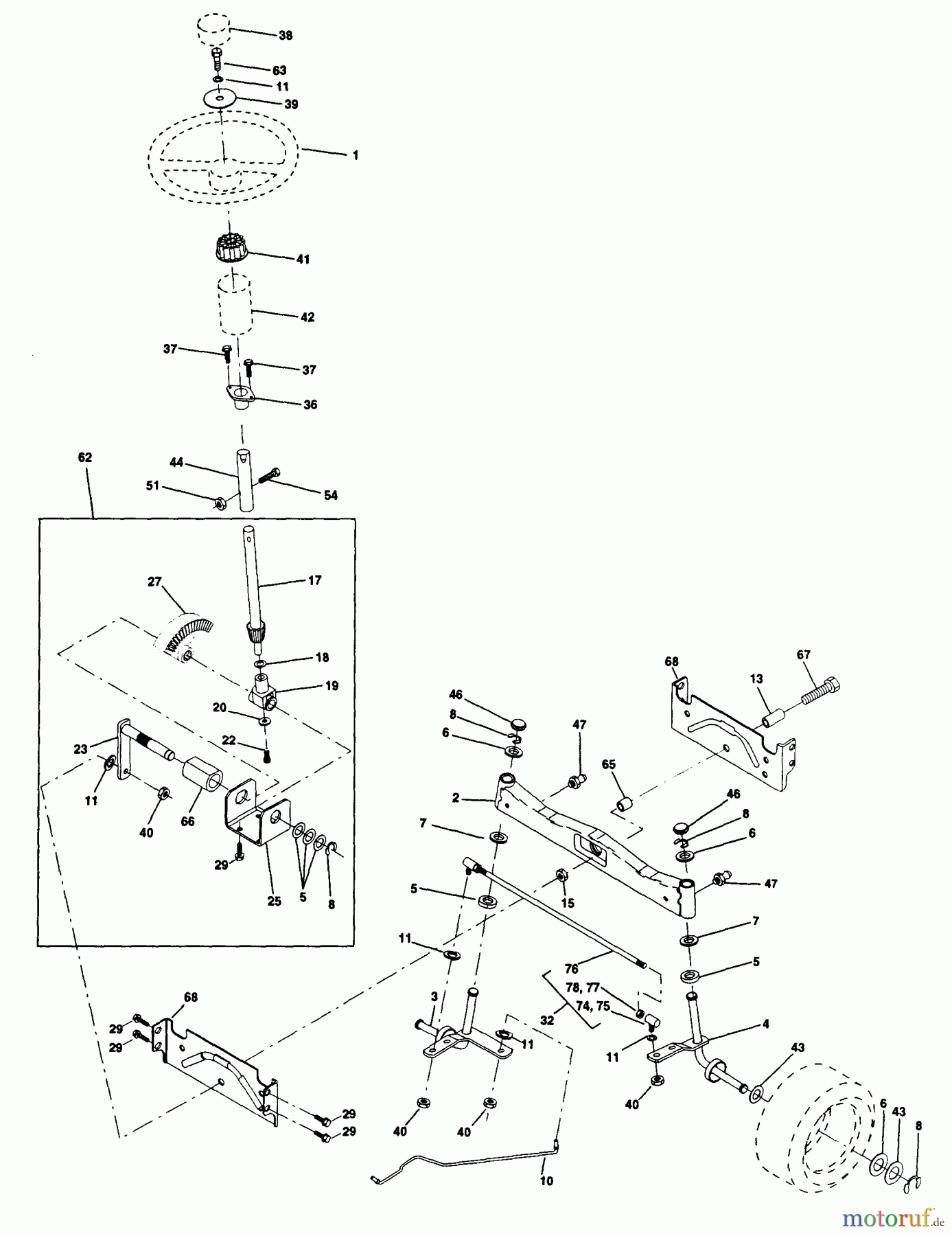  Husqvarna Rasen und Garten Traktoren LTH 130 (954140005H) - Husqvarna Lawn Tractor (1998-07 & After) Steering Assembly