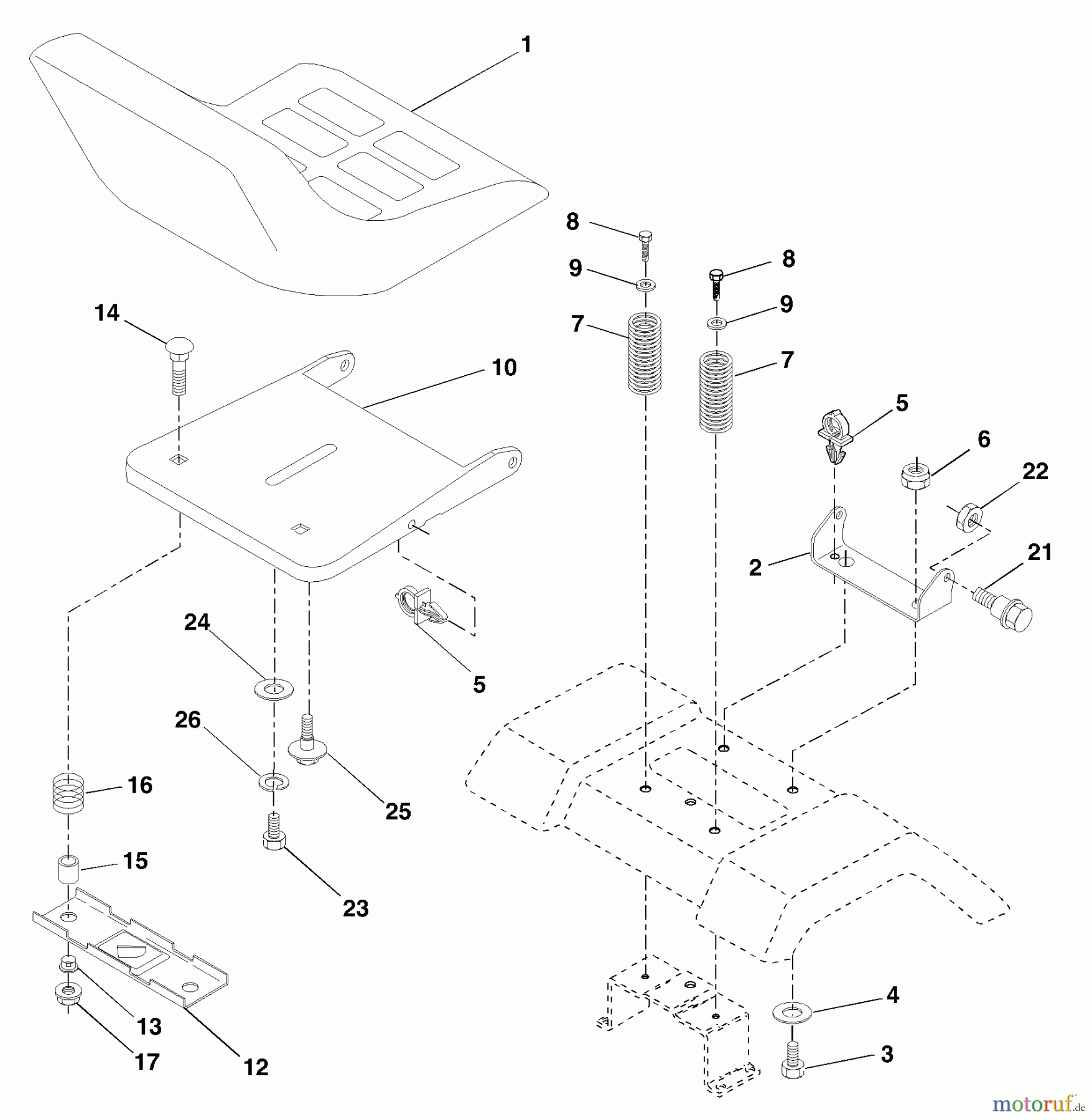  Husqvarna Rasen und Garten Traktoren LTH 1342 (954568519) (LTHK 1342 A) - Husqvarna Lawn Tractor (2002-01 to 2002-01) Seat Assembly