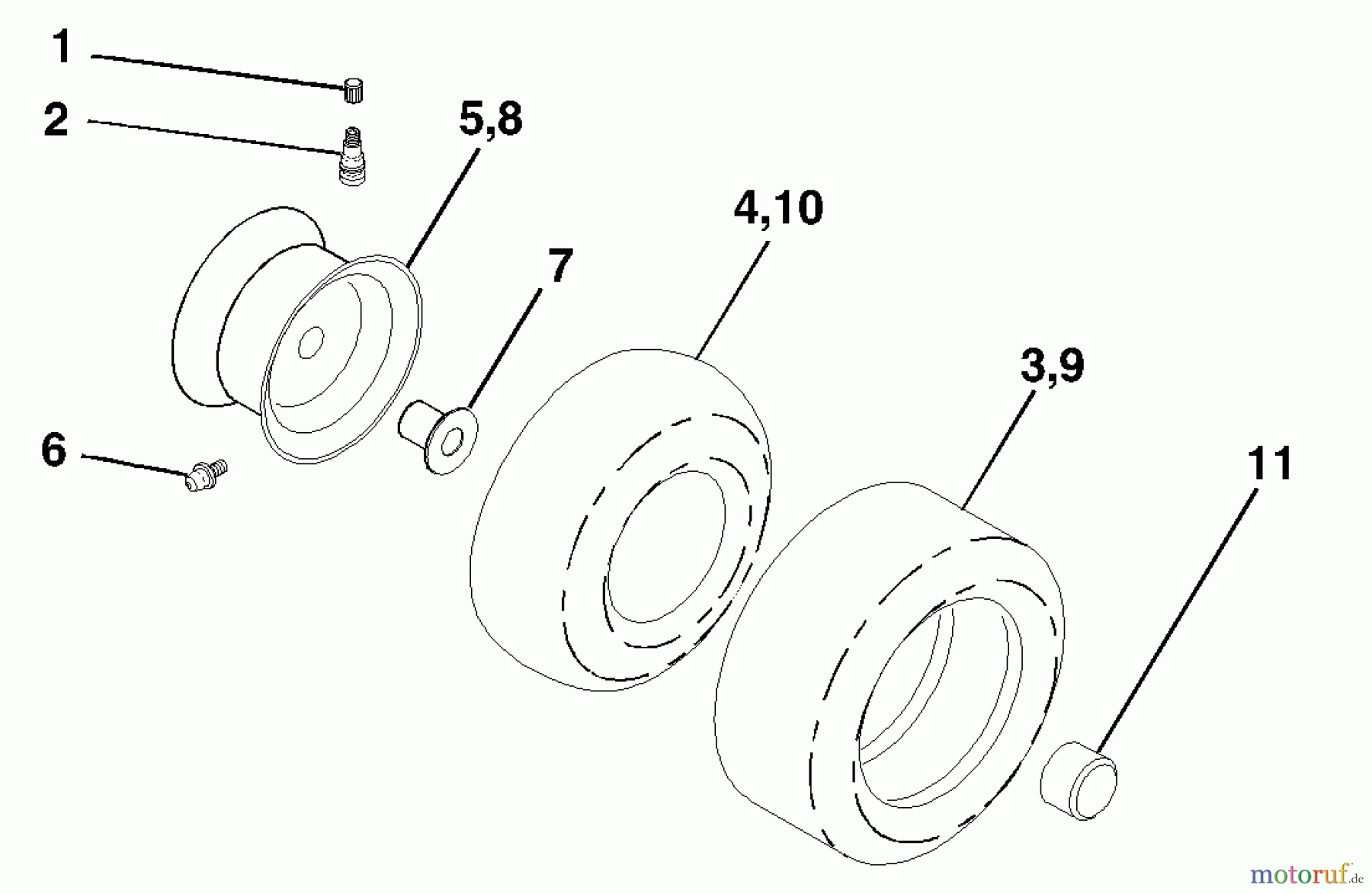  Husqvarna Rasen und Garten Traktoren LTH 1342 (954568519) (LTHK 1342 A) - Husqvarna Lawn Tractor (2002-01 to 2002-01) Wheels & Tires