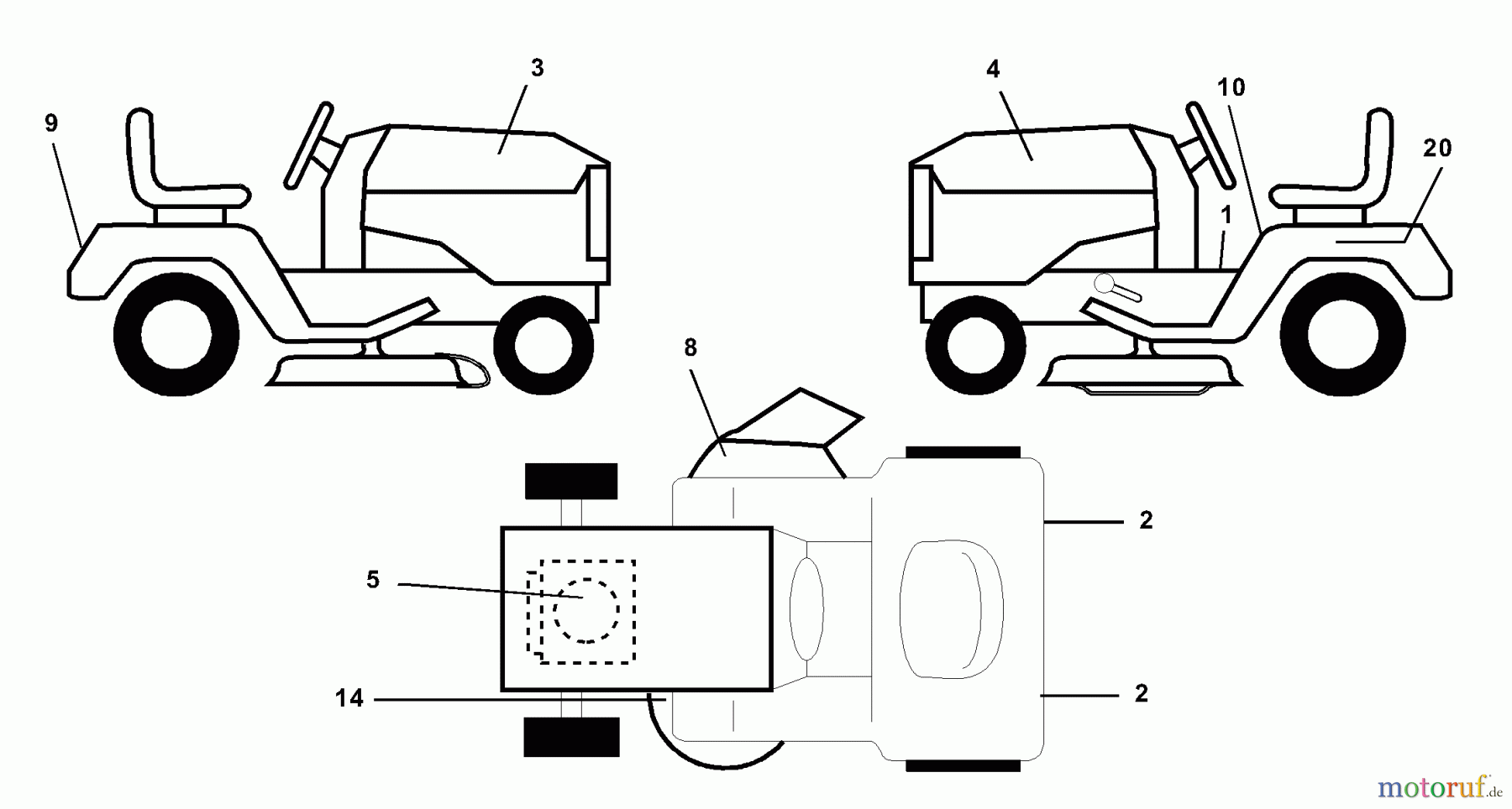  Husqvarna Rasen und Garten Traktoren LTH 1342B (954567031) - Husqvarna Lawn Tractor (2001-01 & After) Decals