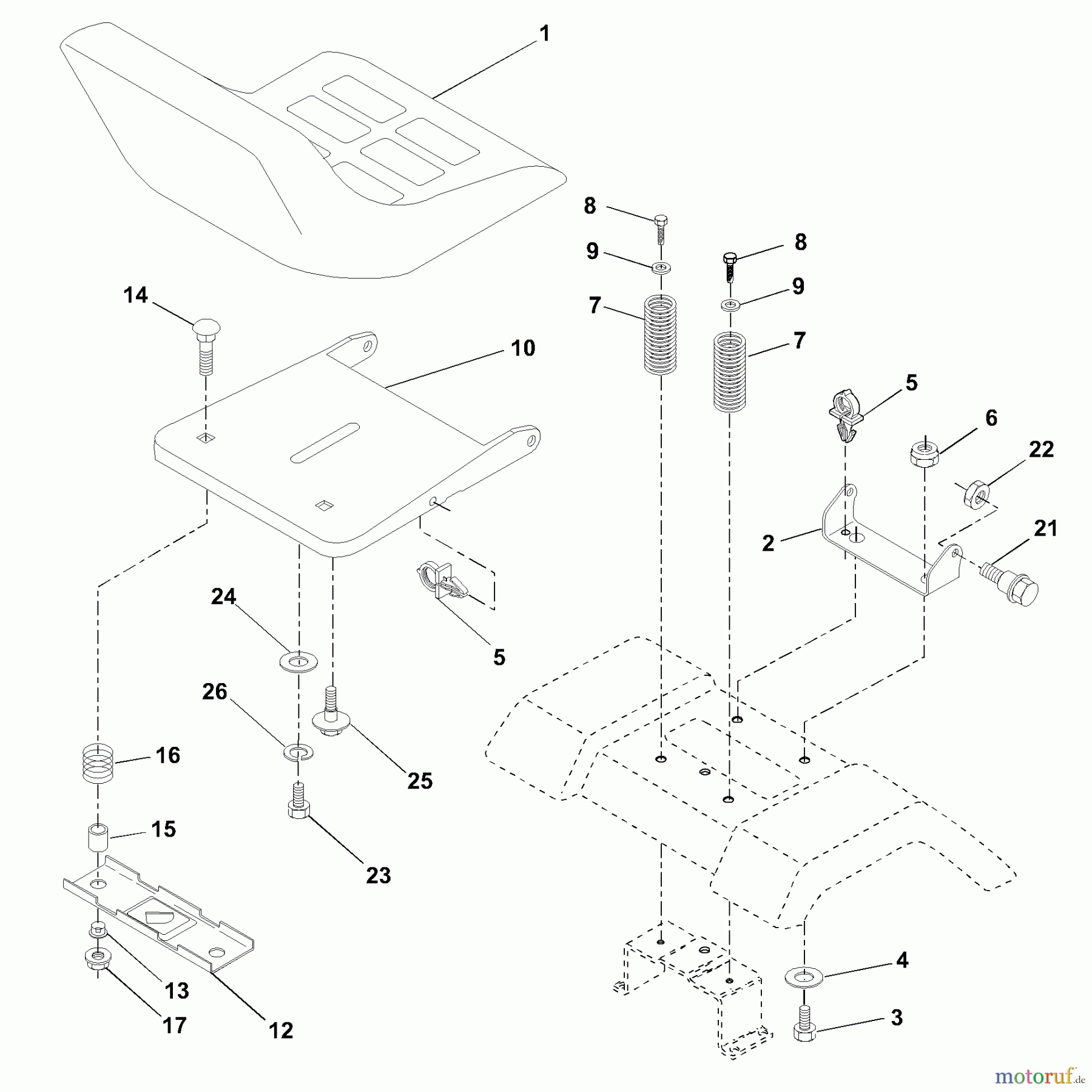  Husqvarna Rasen und Garten Traktoren LTH 1342B (954567031) - Husqvarna Lawn Tractor (2001-01 & After) Seat Assembly