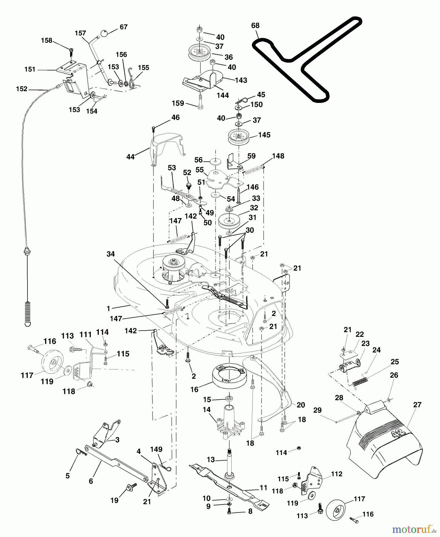  Husqvarna Rasen und Garten Traktoren LTH 1342C (954567031) - Husqvarna Lawn Tractor (2001-11 & After) Mower Deck