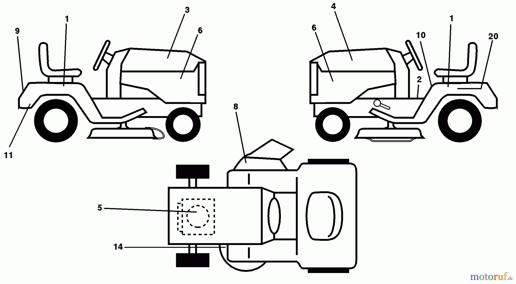  Husqvarna Rasen und Garten Traktoren LTH 145 (954140006D) - Husqvarna Lawn Tractor (1998-07 & After) Decals