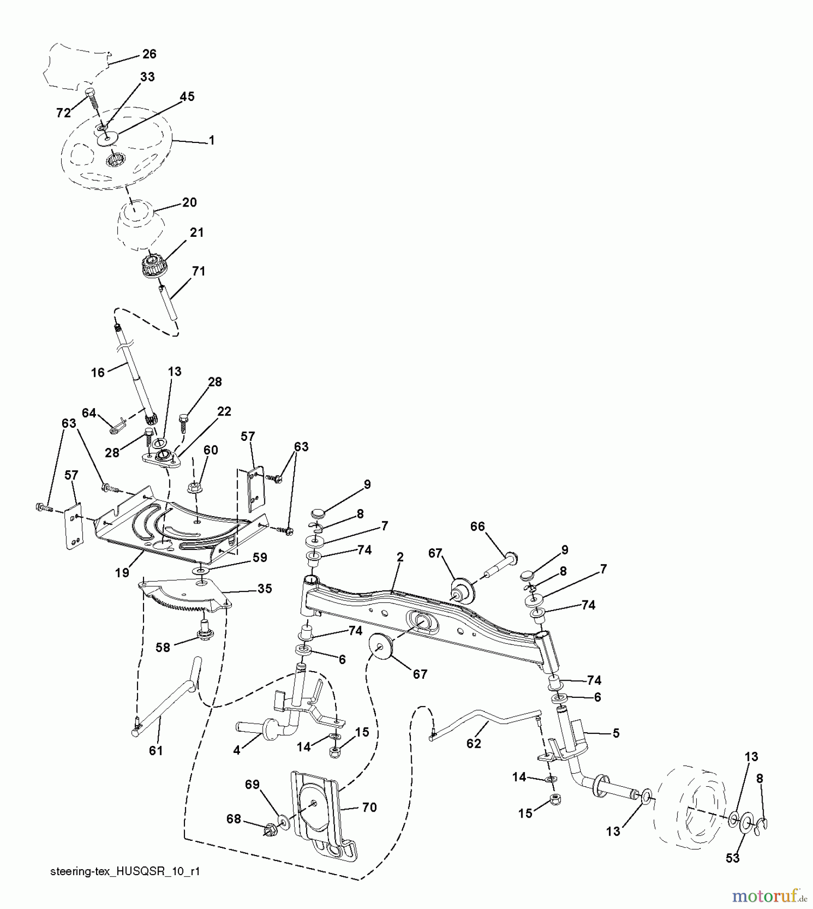  Husqvarna Rasen und Garten Traktoren LTH 152 (96041003008) - Husqvarna Lawn Tractor (2011-07 & After) STEERING