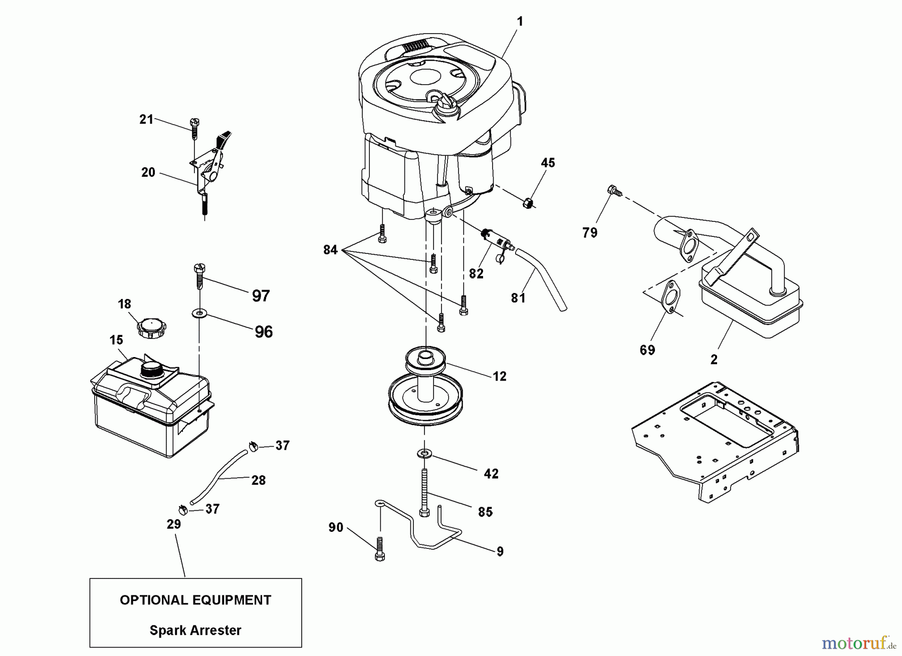  Husqvarna Rasen und Garten Traktoren LTH 1538 (96043003800) - Husqvarna Lawn Tractor (2006-12 & After) Engine