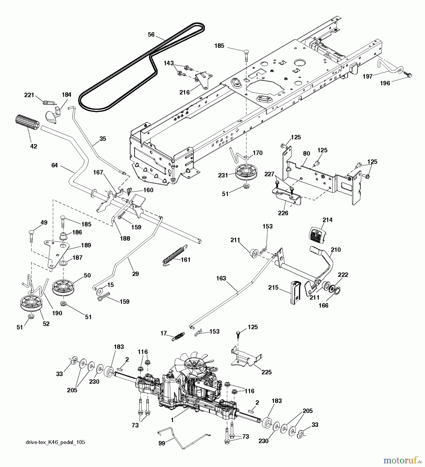  Husqvarna Rasen und Garten Traktoren LTH 154 (96041024200) - Husqvarna Lawn Tractor (2012-01 & After) DRIVE