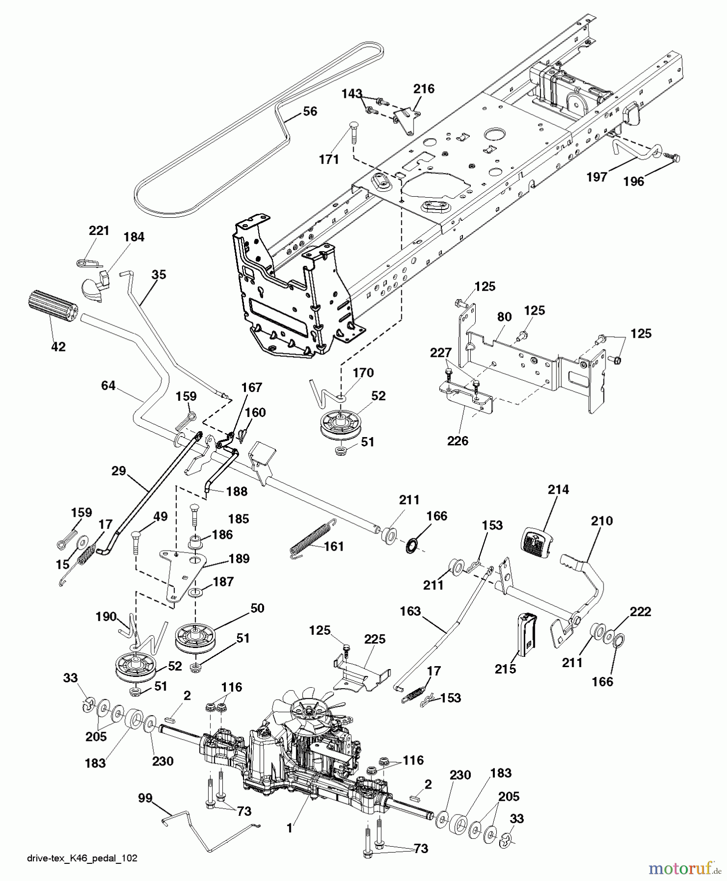  Husqvarna Rasen und Garten Traktoren LTH 174 (96041024500) - Husqvarna Lawn Tractor (2011-12 & After) DRIVE