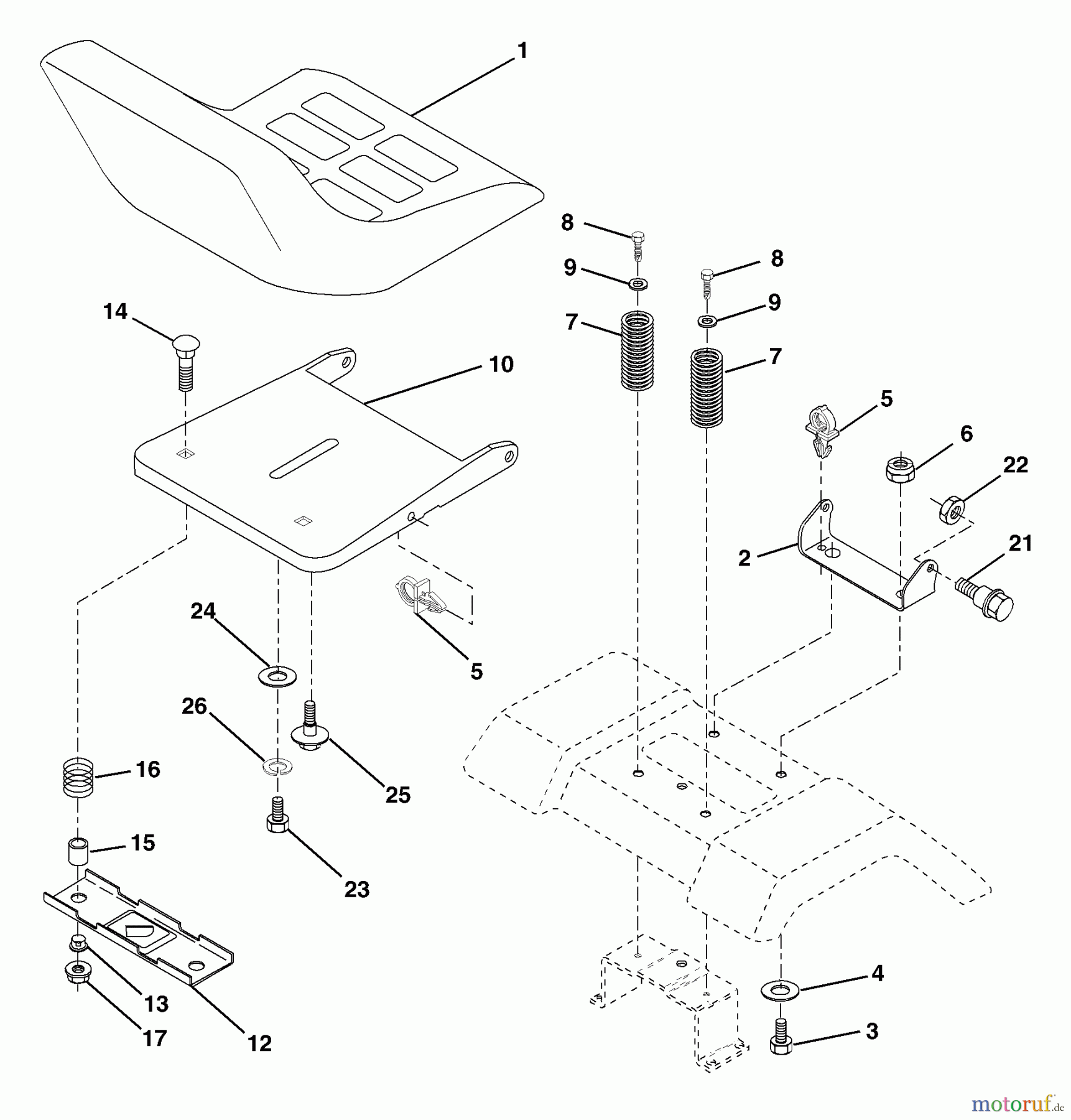  Husqvarna Rasen und Garten Traktoren LTH 1742A (954570376) - Husqvarna Lawn Tractor (2002-11 & After) Seat Assembly