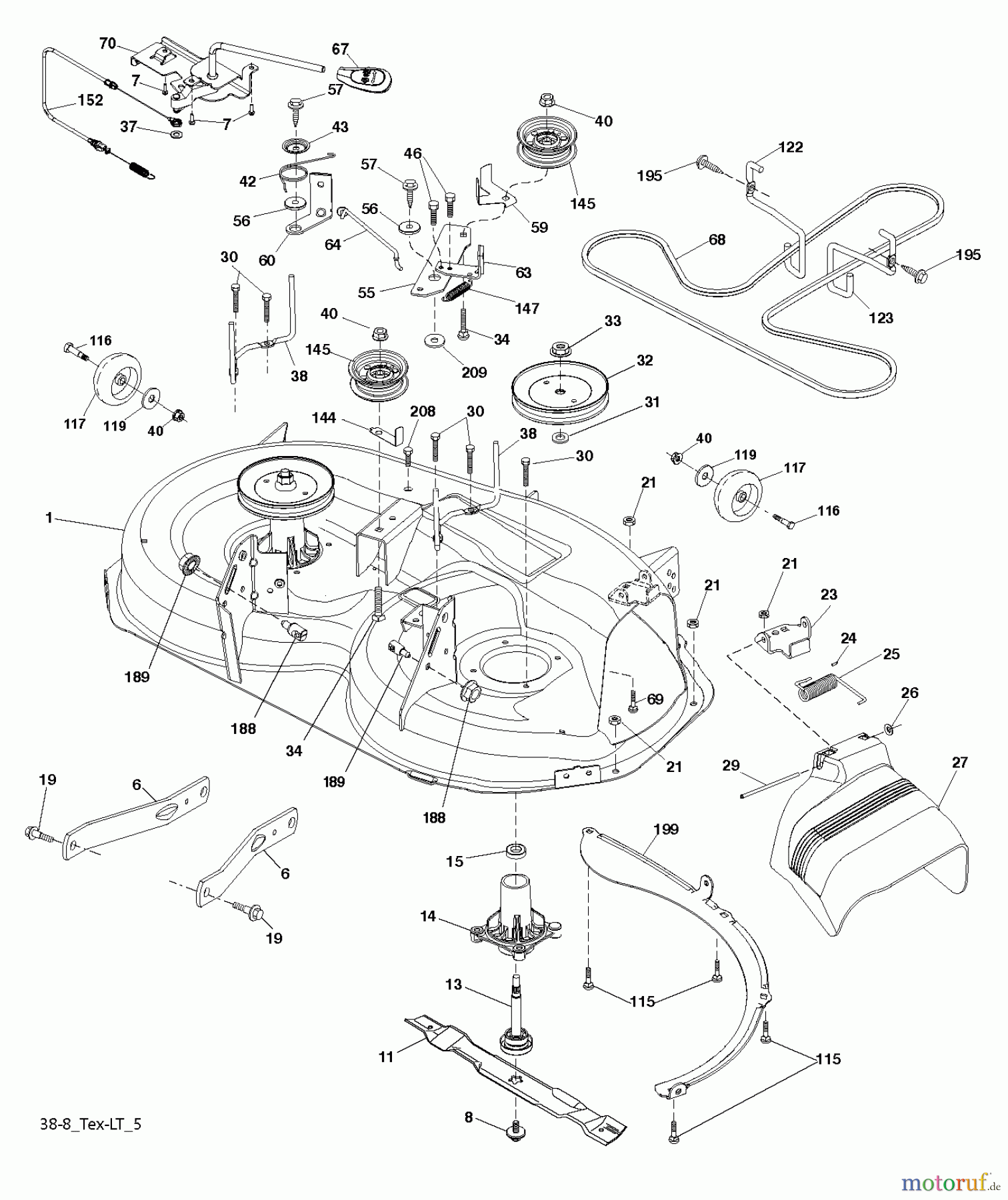  Husqvarna Rasen und Garten Traktoren LTH 18538 (250170) - Husqvarna Lawn Tractor (2012-01 & After) MOWER DECK / CUTTING DECK