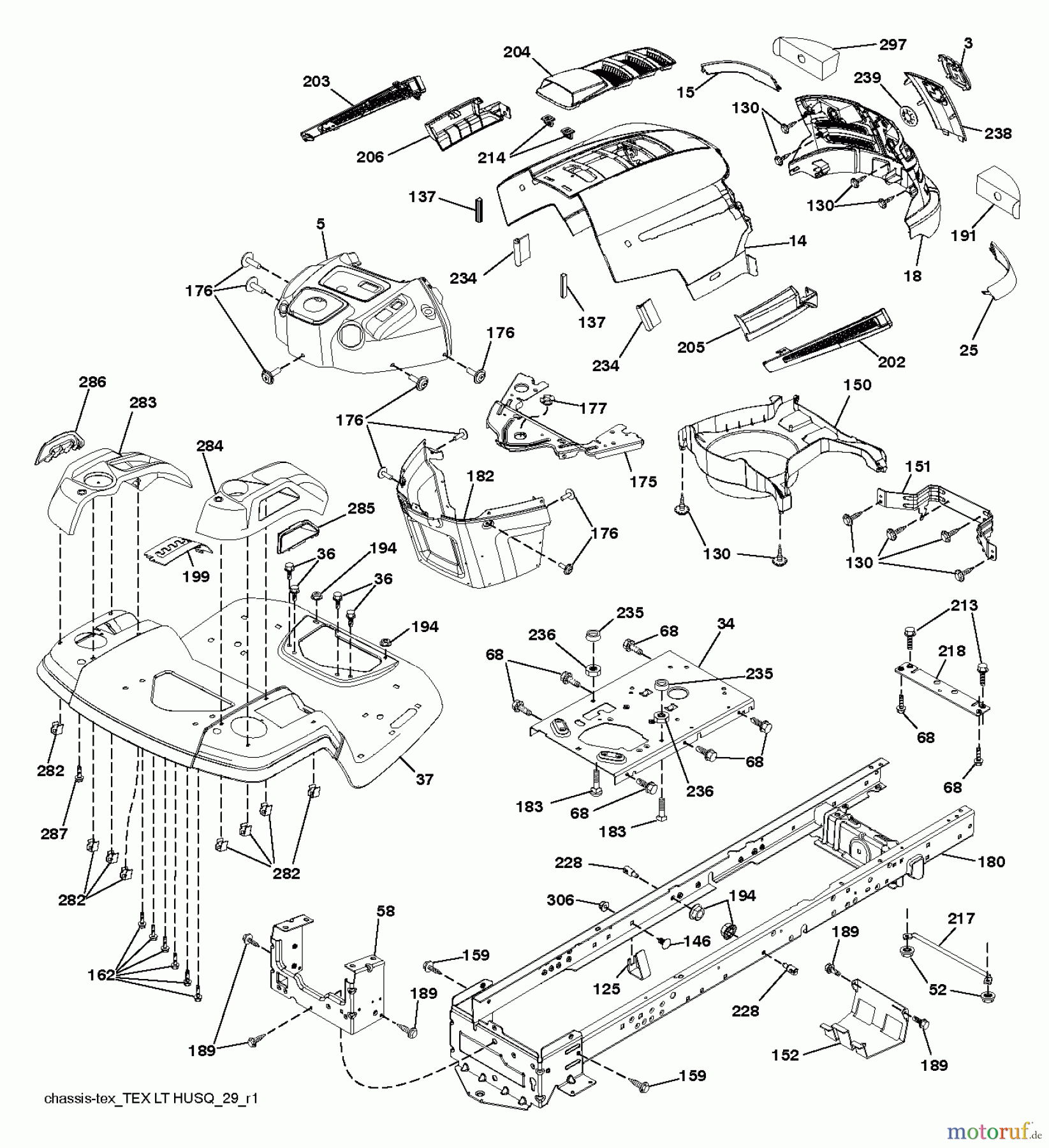  Husqvarna Rasen und Garten Traktoren LTH 19530 (96041016904) - Husqvarna Lawn Tractor (2013-05) CHASSIS ENCLOSURES