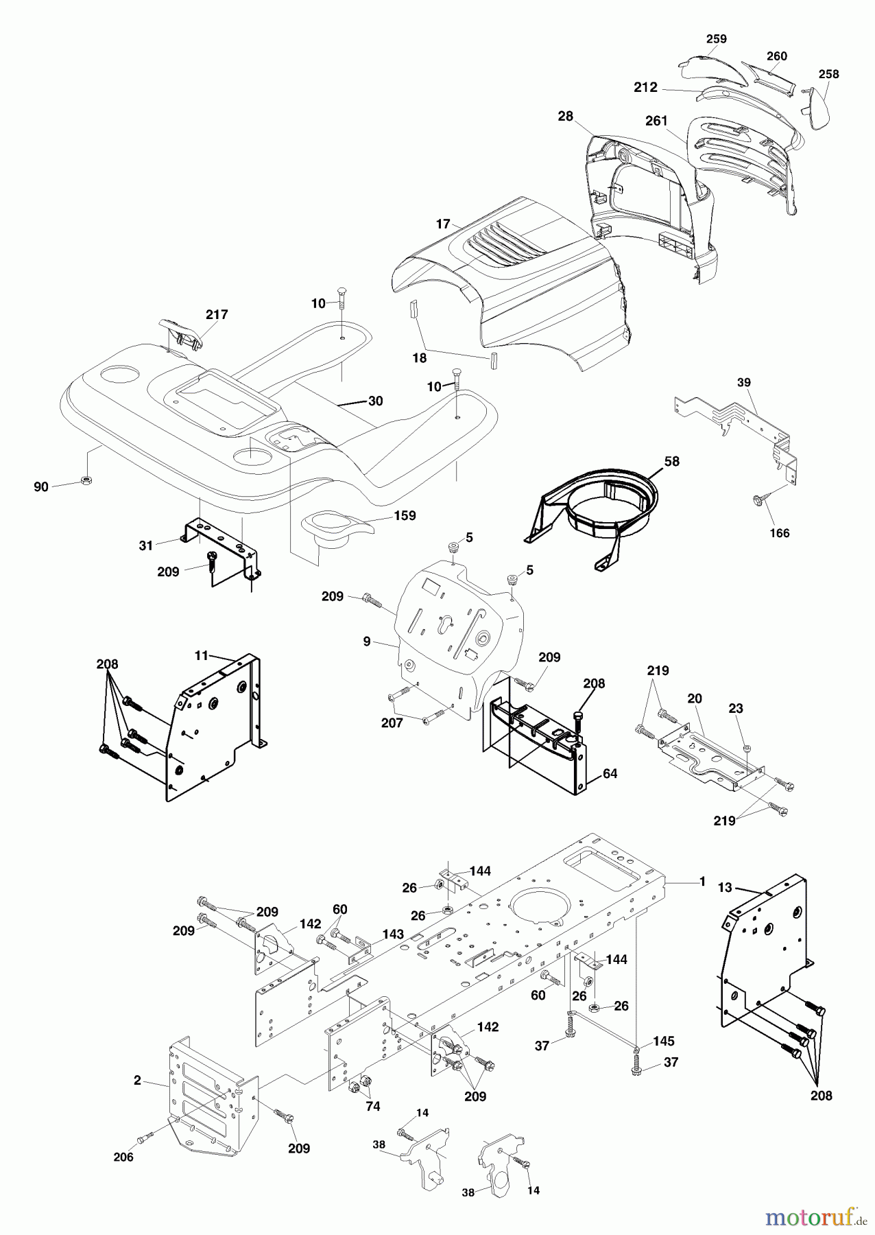  Husqvarna Rasen und Garten Traktoren LTH 2042A (954571953) - Husqvarna Lawn Tractor (2003-12 & After) Chassis And Enclosures