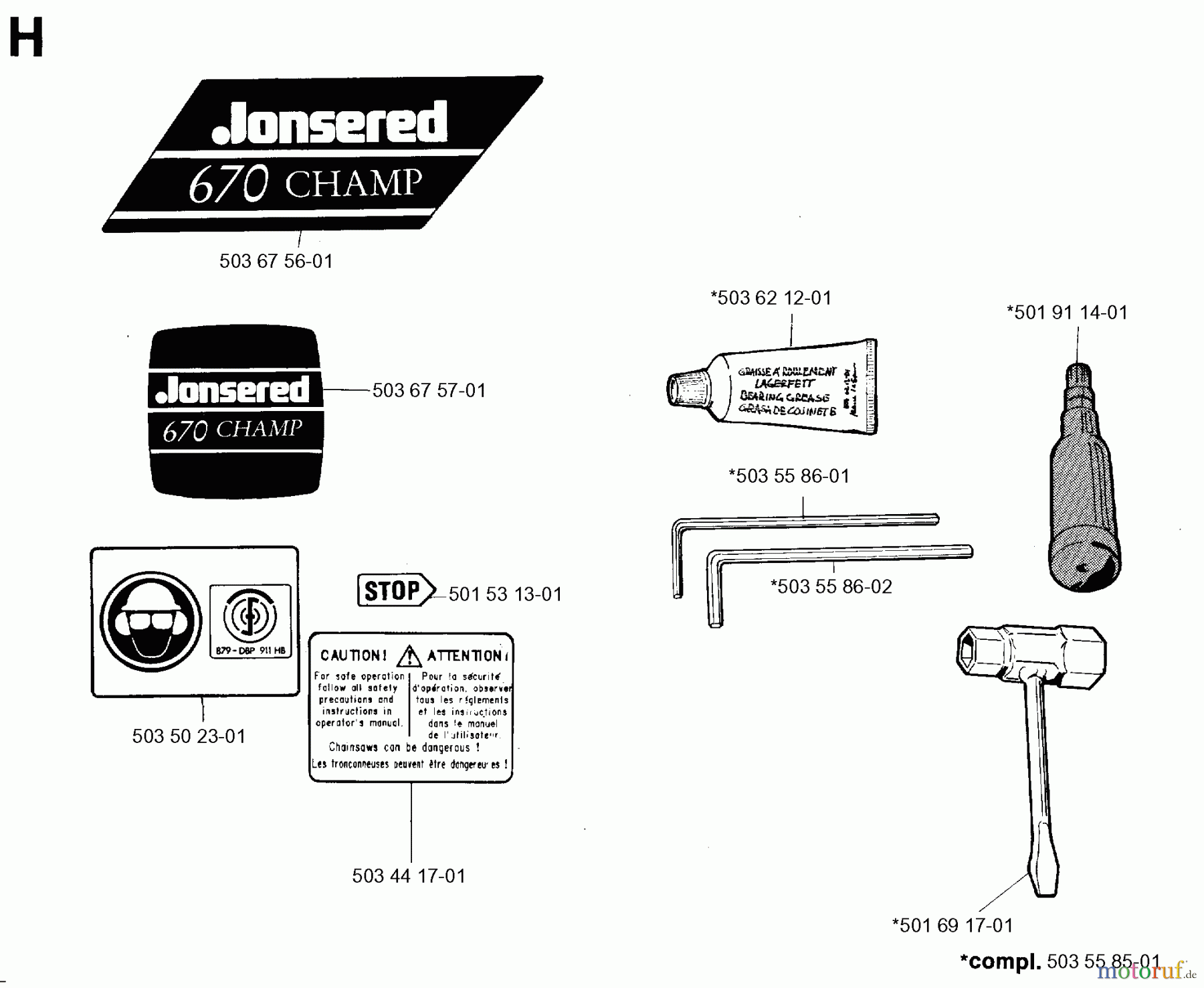  Jonsered Motorsägen 670 CHAMP - Jonsered Chainsaw (1996-09) ACCESSORIES #1