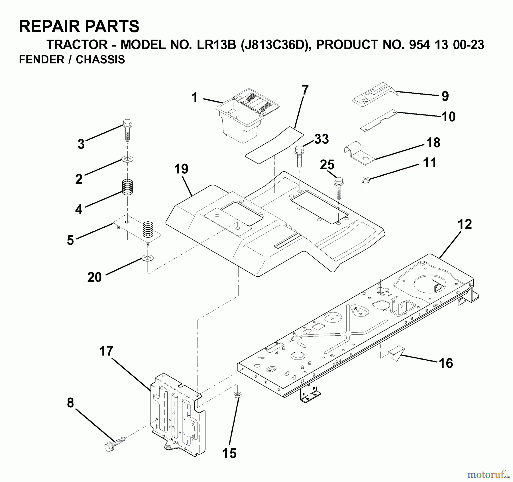  Jonsered Rasen  und Garten Traktoren LR13B (J813C36D, 954130023) - Jonsered Lawn & Garden Tractor (2000-04) CHASSIS ENCLOSURES