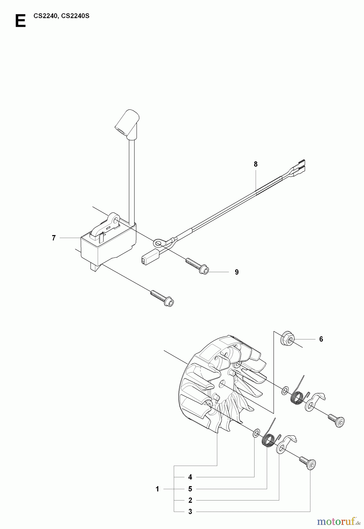  Jonsered Motorsägen CS2240 S - Jonsered Chainsaw (2009-02) IGNITION SYSTEM CLUTCH