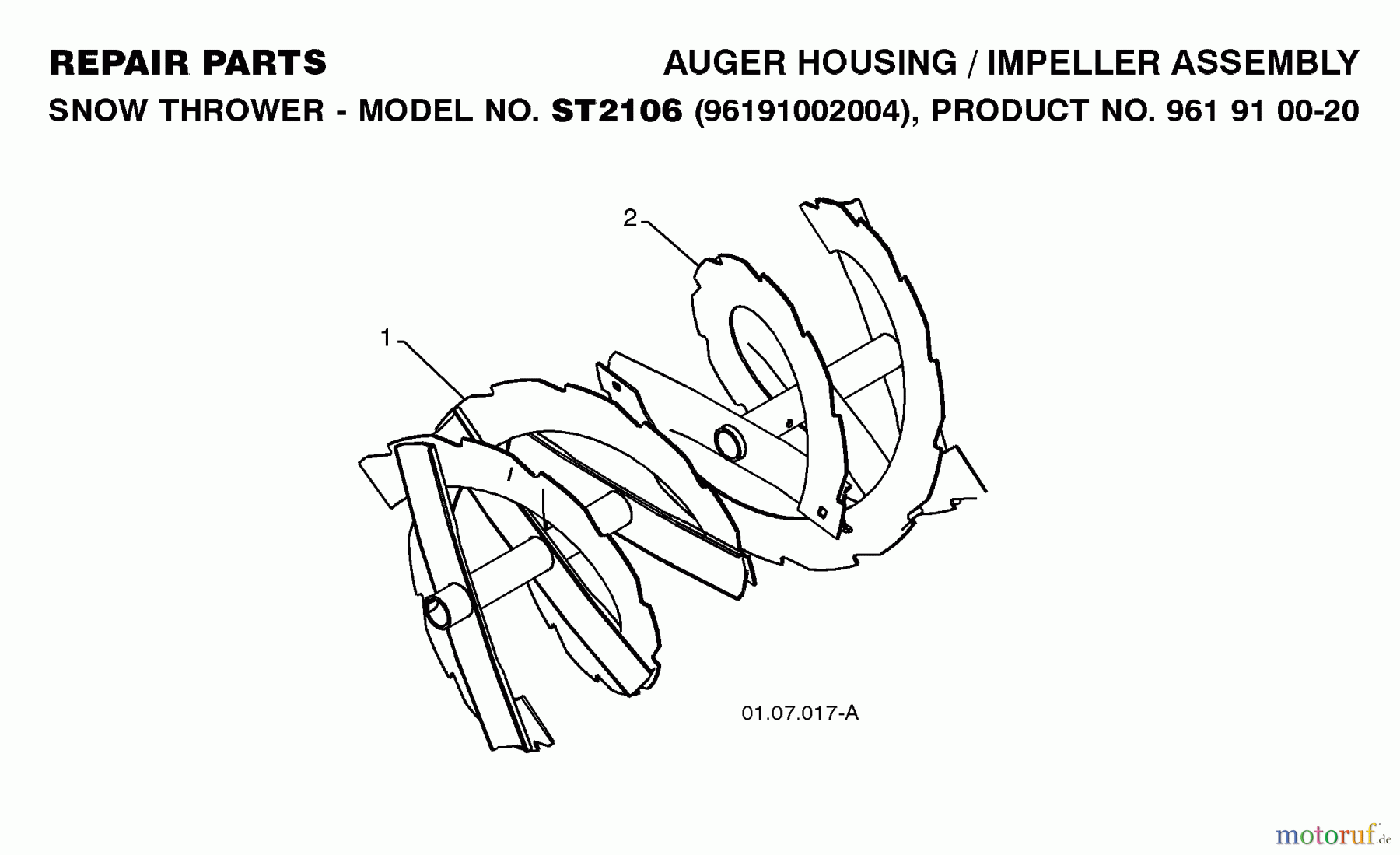  Jonsered Schneefräsen ST 2106 (96191002004) - Jonsered Snow Thrower (2008-08) AUGER HOUSING IMPELLER #4