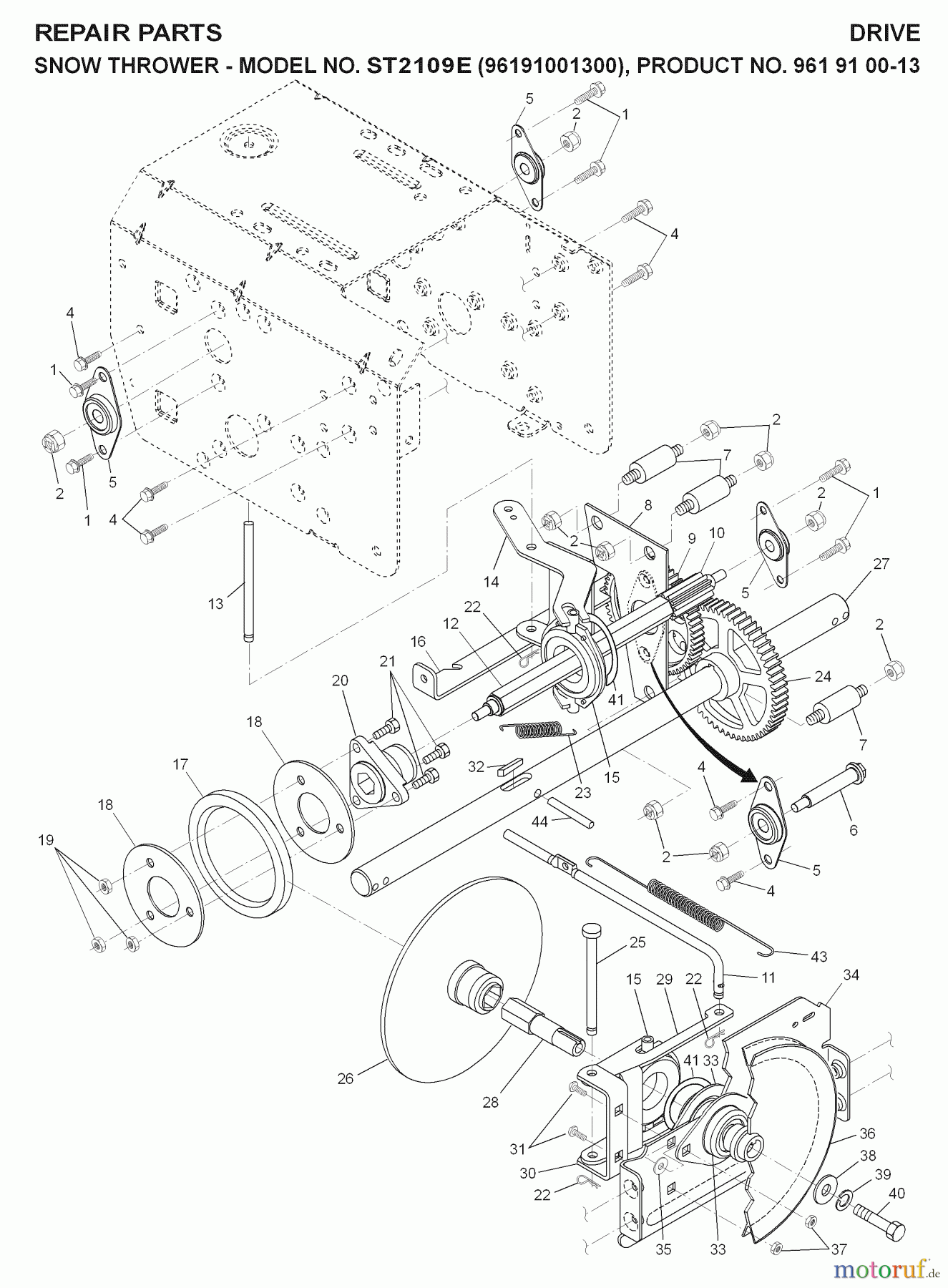  Jonsered Schneefräsen ST 2109 E (96191001300) - Jonsered Snow Thrower (2007-01) DRIVE