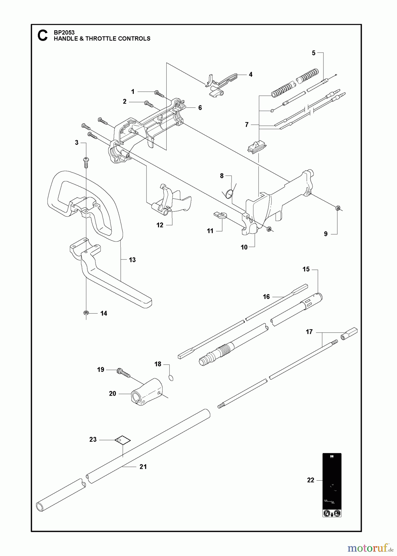  Jonsered Motorsensen, Trimmer BP2053 - Jonsered String/Brush Trimmer (2010-01) HANDLE CONTROLS