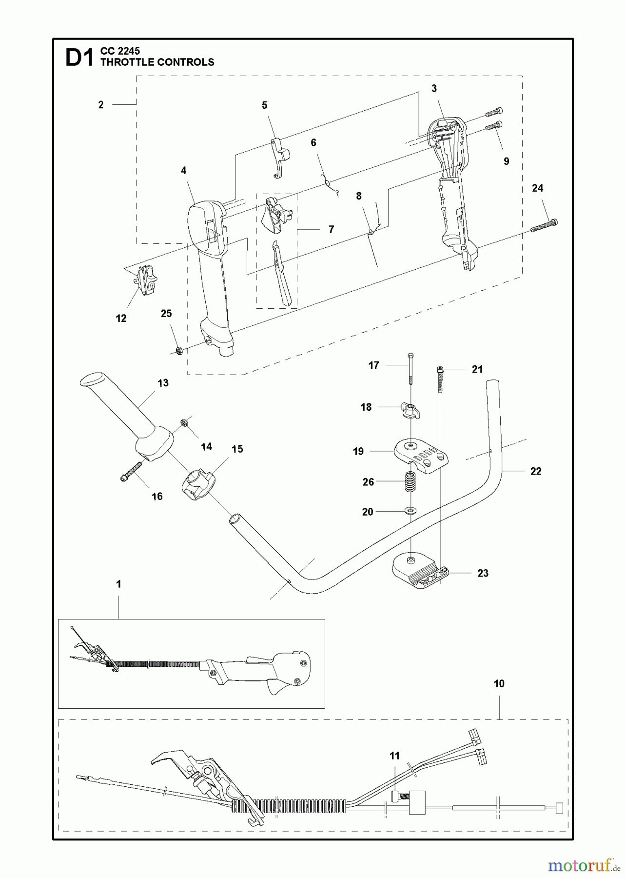  Jonsered Motorsensen, Trimmer CC2245 - Jonsered String/Brush Trimmer (2011-03) THROTTLE CONTROLS