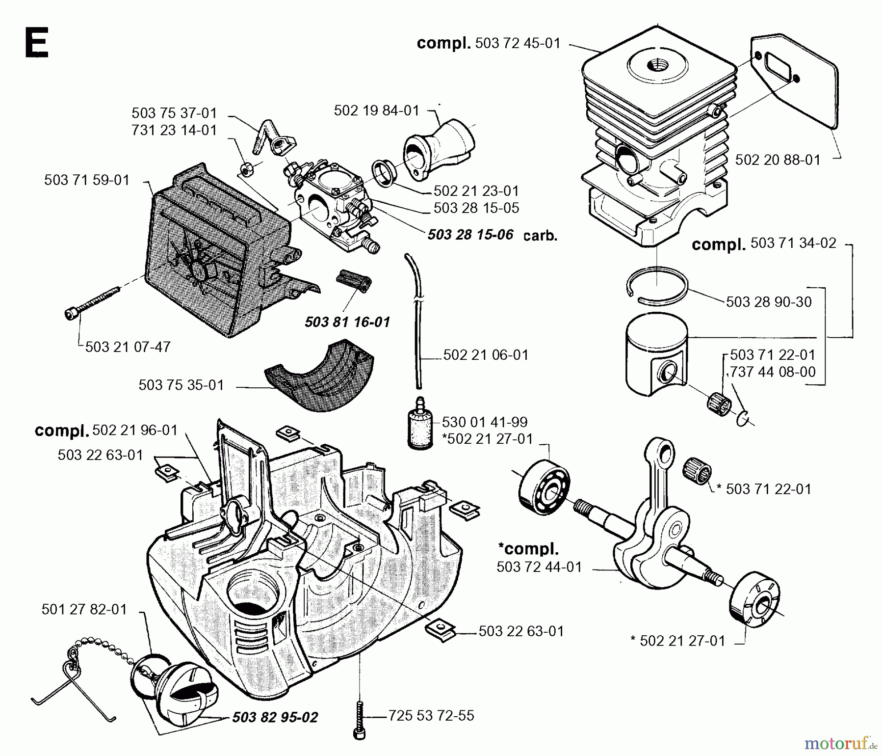  Jonsered Motorsensen, Trimmer GR26 - Jonsered String/Brush Trimmer (1996-01) CYLINDER CRANKCASE