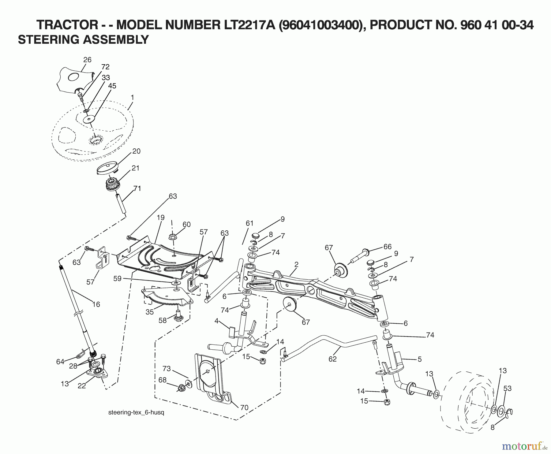  Jonsered Rasen  und Garten Traktoren LT2217 A (96041003400) - Jonsered Lawn & Garden Tractor (2007-04) STEERING