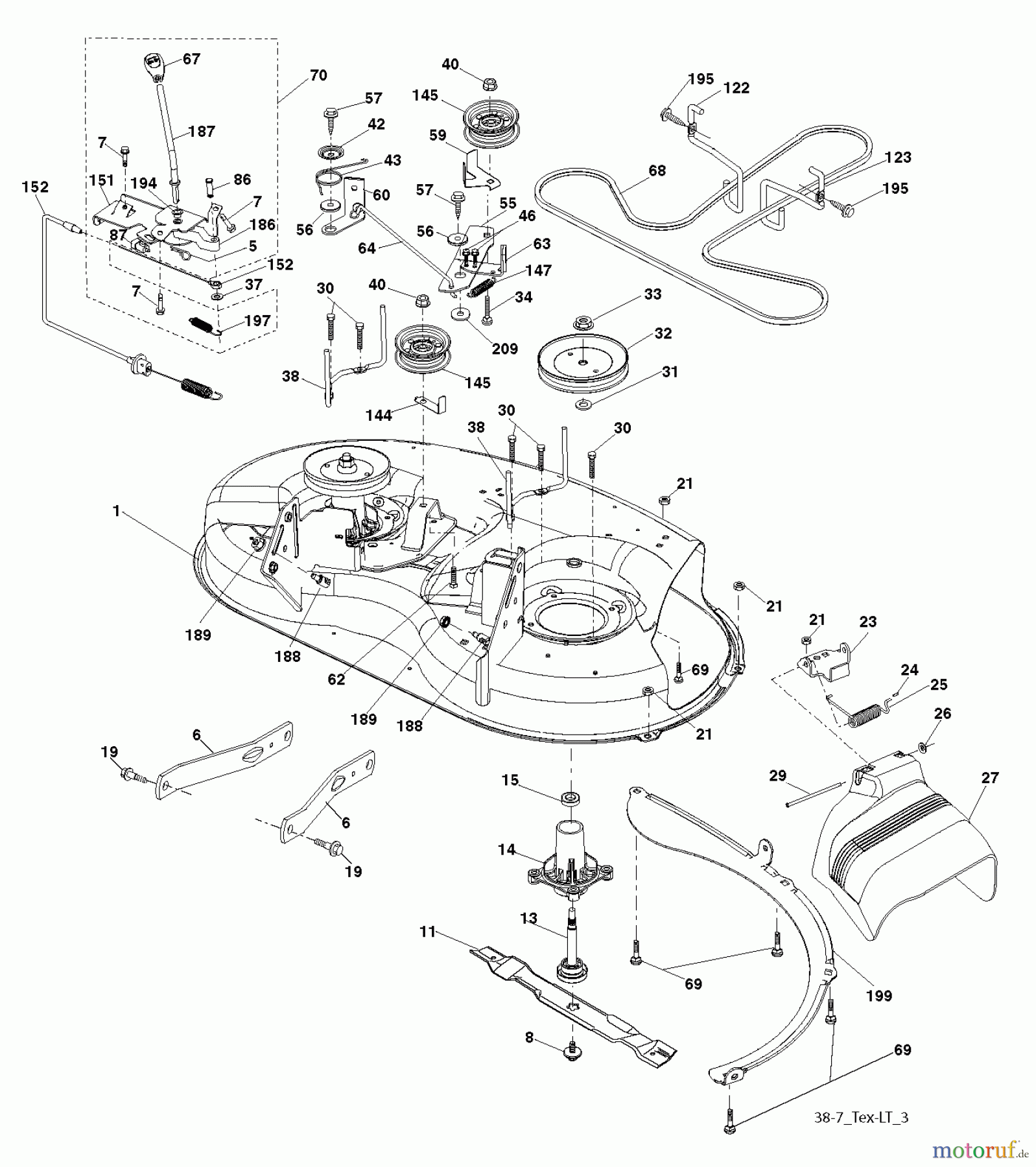  Jonsered Rasen  und Garten Traktoren LT2217 A (96041005700) - Jonsered Lawn & Garden Tractor (2007-04) MOWER DECK / CUTTING DECK