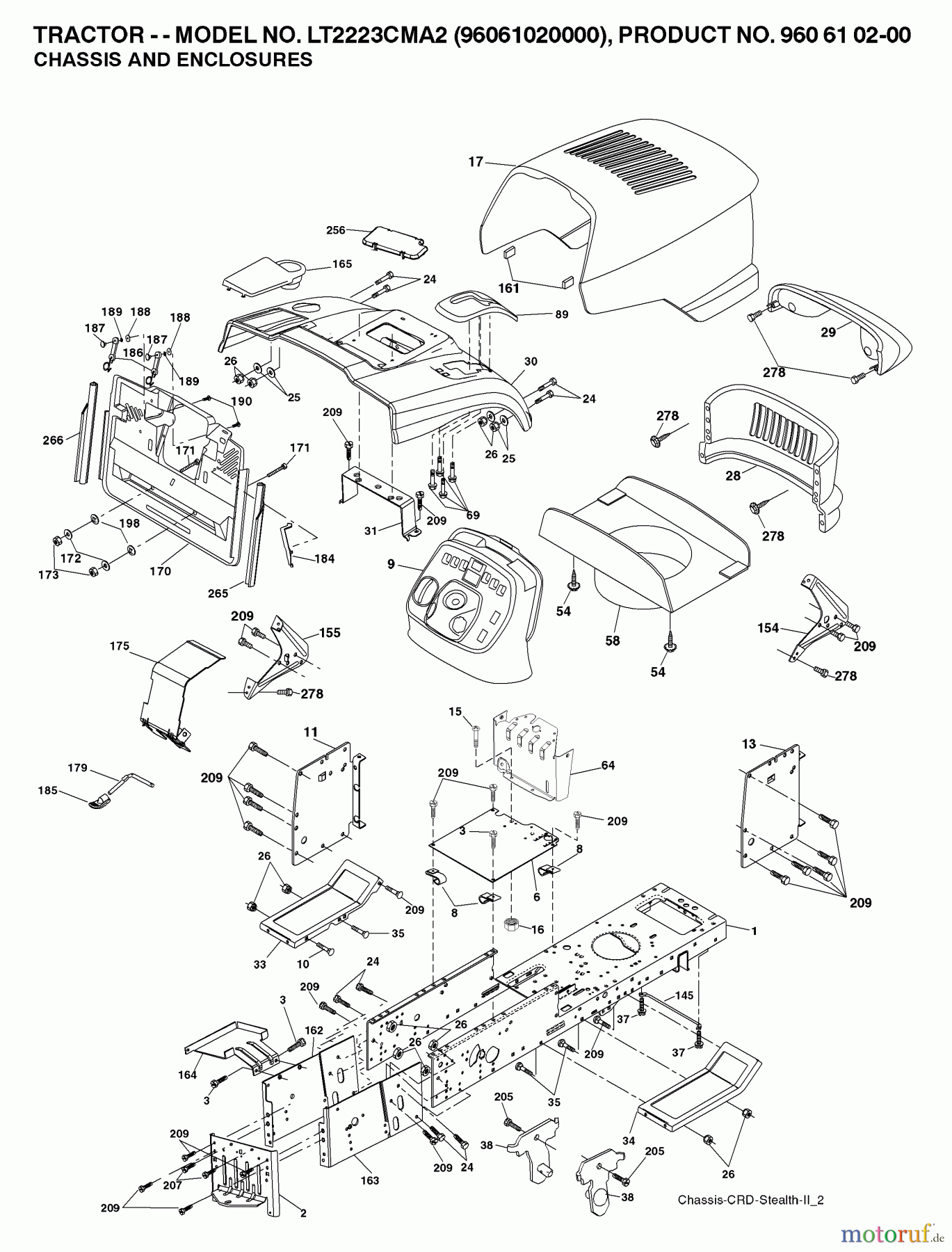  Jonsered Rasen  und Garten Traktoren LT2223 CMA2 (96061020000) - Jonsered Lawn & Garden Tractor (2007-04) CHASSIS ENCLOSURES