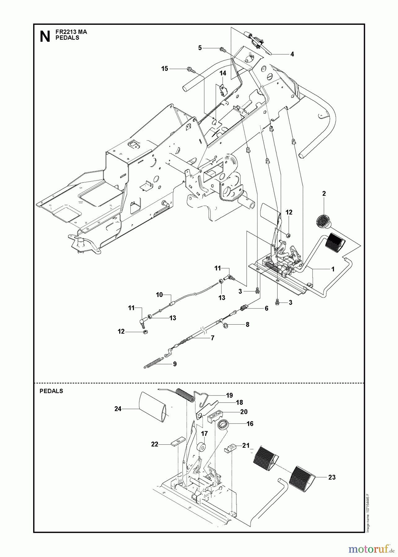  Jonsered Reitermäher FR2213 MA (965190301) - Jonsered Rear-Engine Riding Mower (2009-04) PEDALS