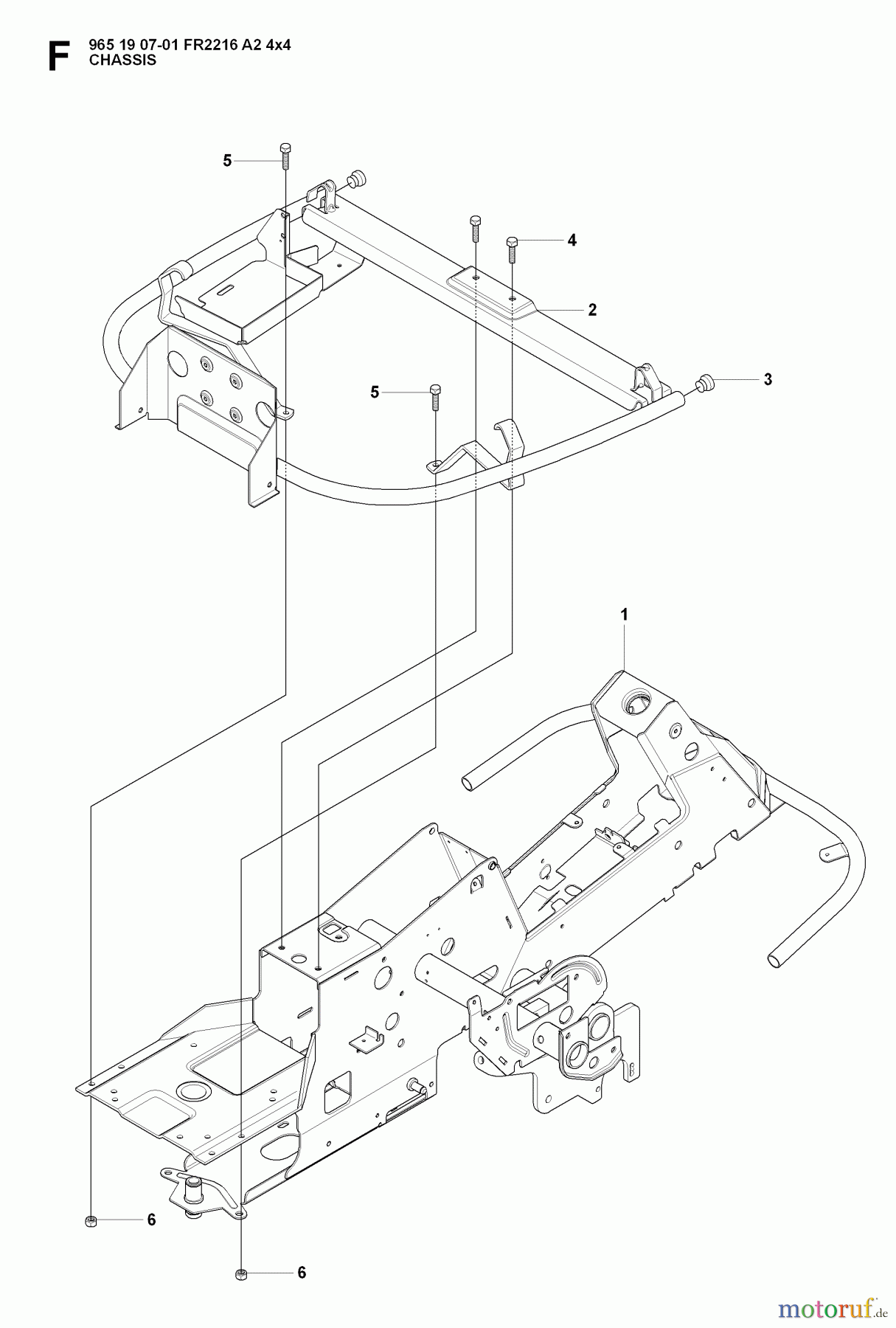  Jonsered Reitermäher FR2216 A2 4X4 (965190701) - Jonsered Rear-Engine Riding Mower (2008-01) CHASSIS / FRAME