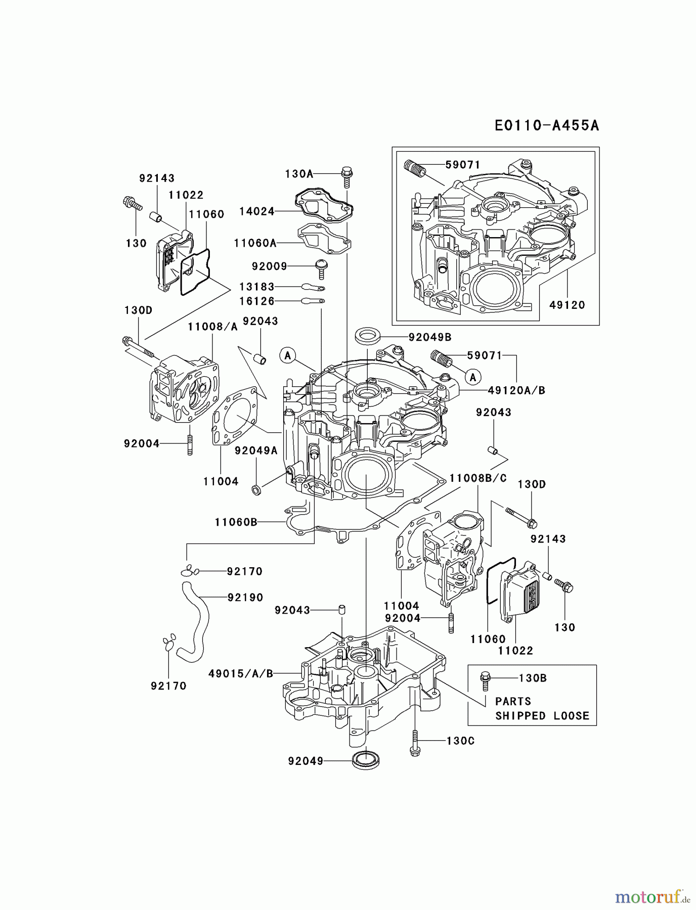  Kawasaki Motoren Motoren Vertikal FA210V - AS02 bis FH641V - DS24 FD501V-BS03 - Kawasaki FD501V 4-Stroke Engine CYLINDER/CRANKCASE