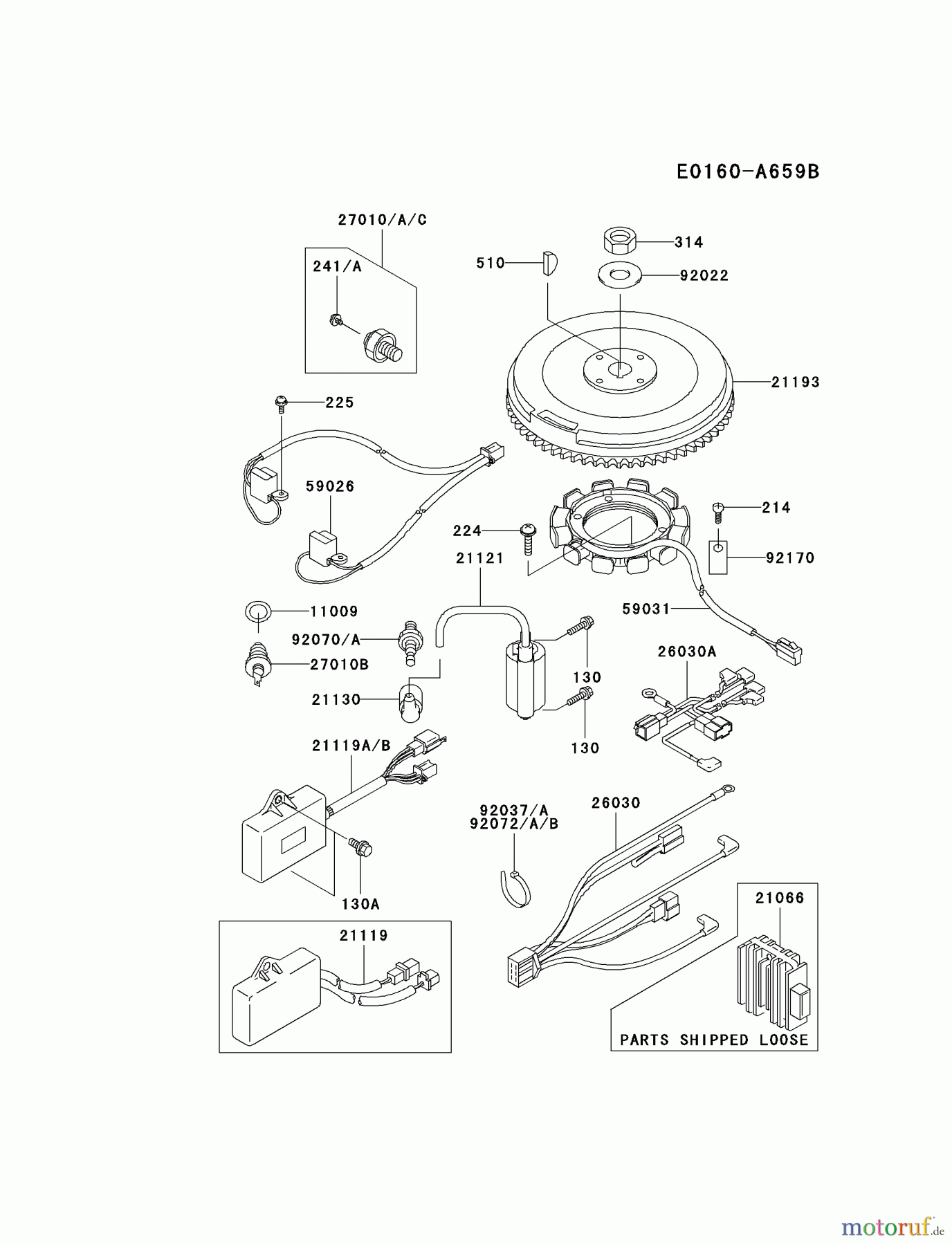  Kawasaki Motoren Motoren Vertikal FA210V - AS02 bis FH641V - DS24 FD501V-AS02 - Kawasaki FD501V 4-Stroke Engine ELECTRIC-EQUIPMENT