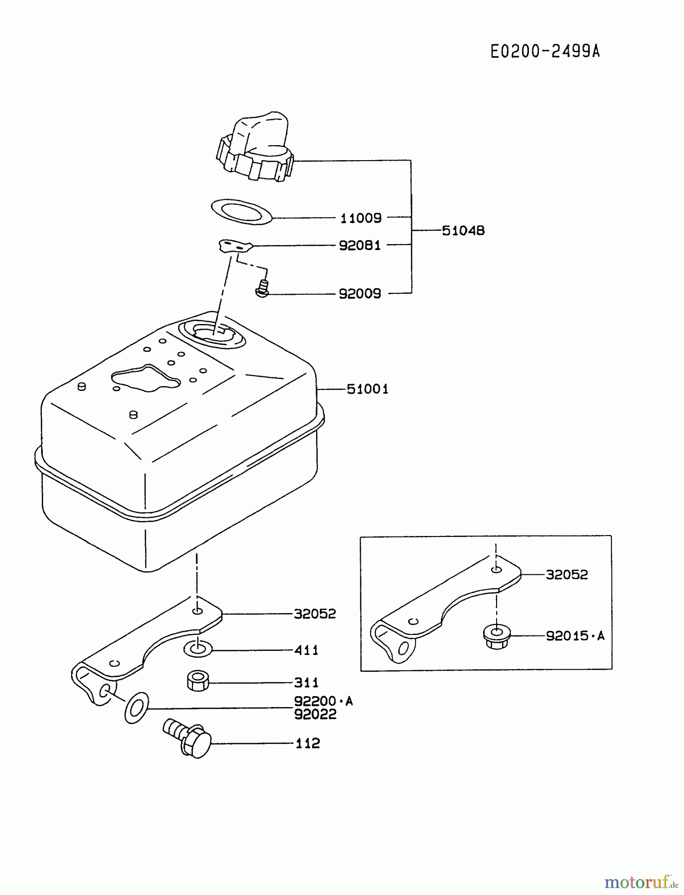  Kawasaki Motoren Motoren, Horizontal FA076D-FS04 - Kawasaki FA076D 4-Stroke Engine FUEL-TANK/FUEL-VALVE