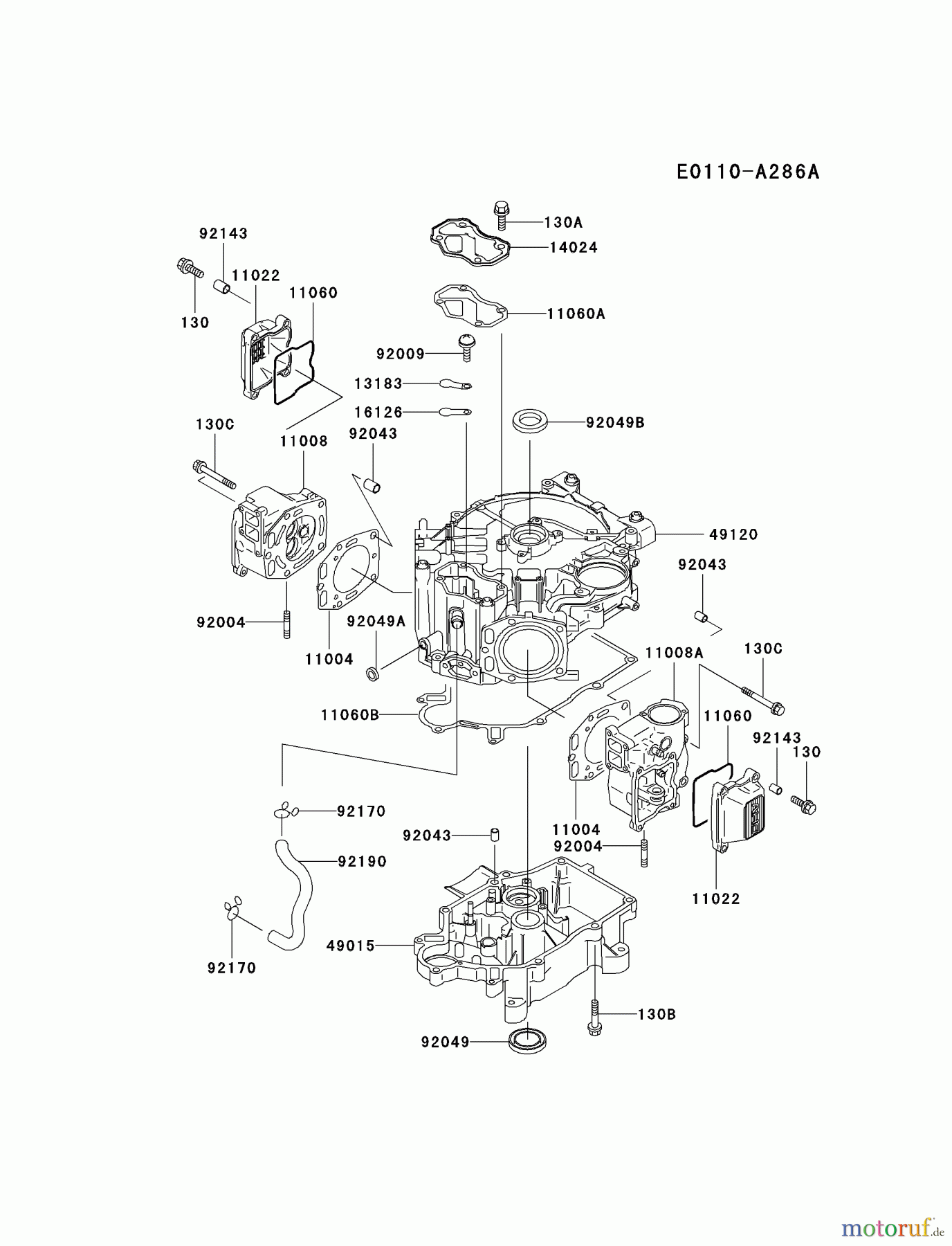  Kawasaki Motoren Motoren Vertikal FA210V - AS02 bis FH641V - DS24 FD501V-ES05 - Kawasaki FD501V 4-Stroke Engine CYLINDER/CRANKCASE