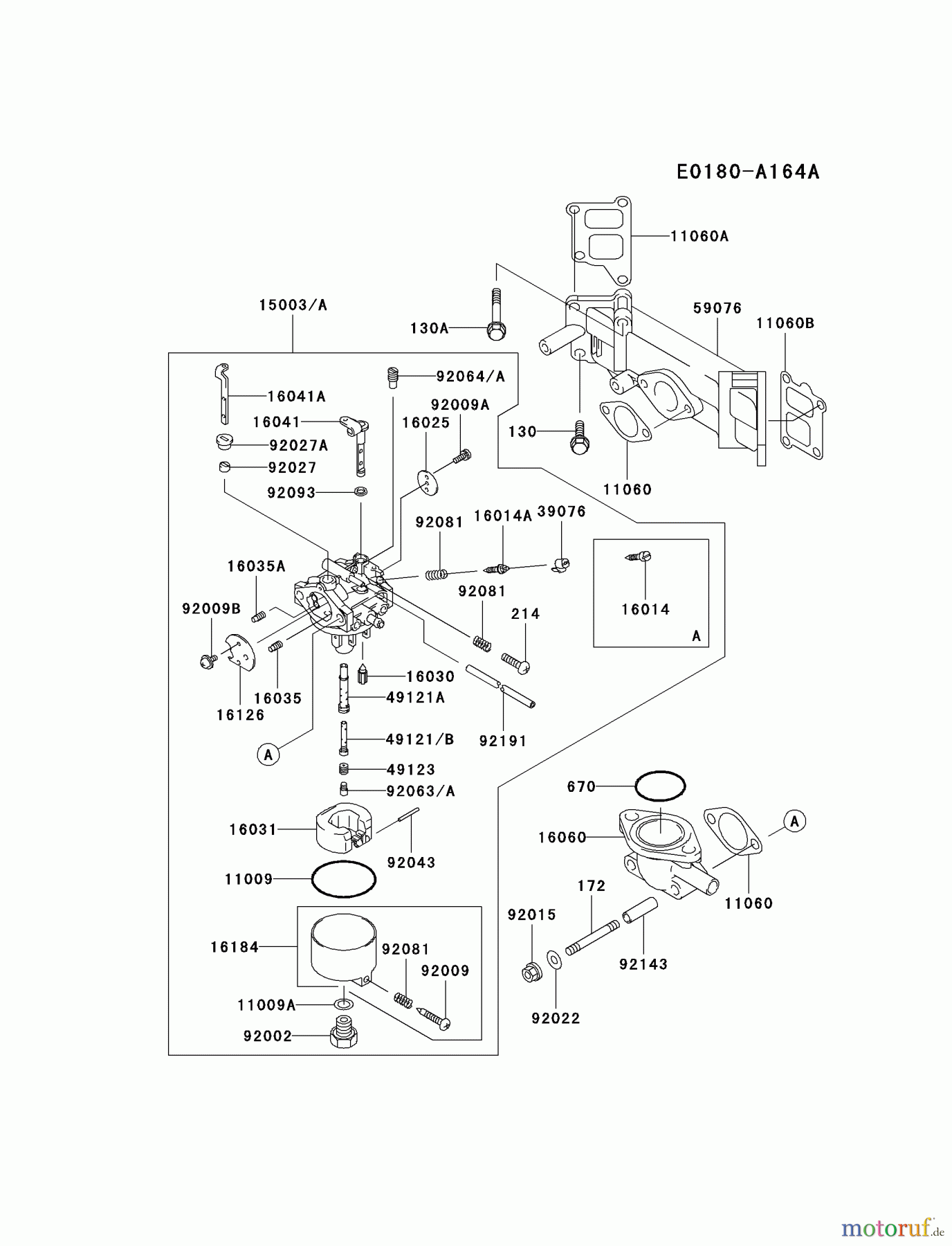  Kawasaki Motoren Motoren Vertikal FA210V - AS02 bis FH641V - DS24 FD590V-BS05 - Kawasaki FD590V 4-Stroke Engine CARBURETOR #1