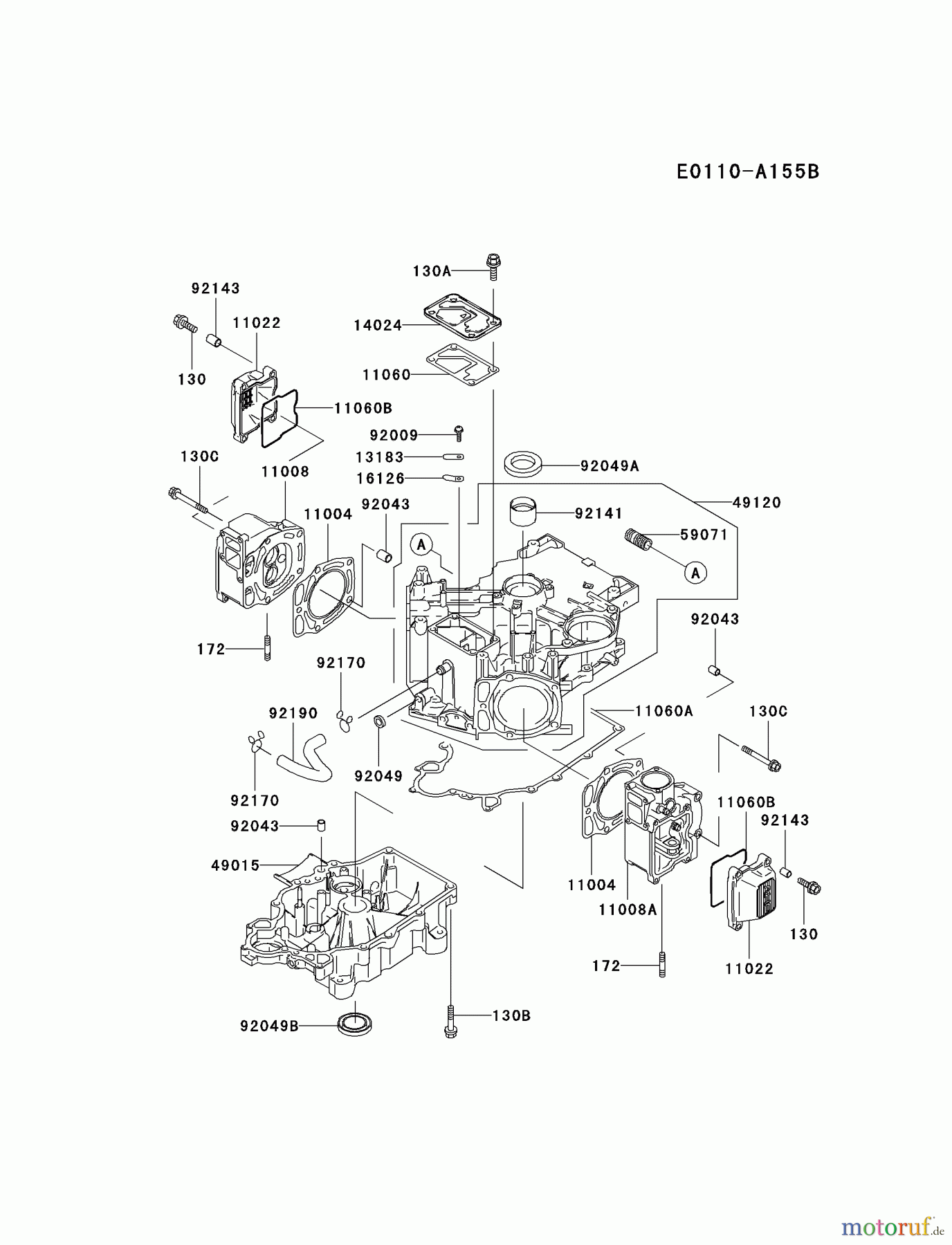  Kawasaki Motoren Motoren Vertikal FA210V - AS02 bis FH641V - DS24 FD590V-BS05 - Kawasaki FD590V 4-Stroke Engine CYLINDER/CRANKCASE