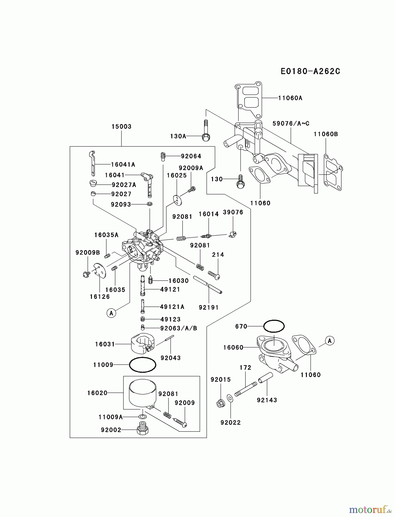  Kawasaki Motoren Motoren Vertikal FA210V - AS02 bis FH641V - DS24 FD590V-AS06 - Kawasaki FD590V 4-Stroke Engine CARBURETOR #2