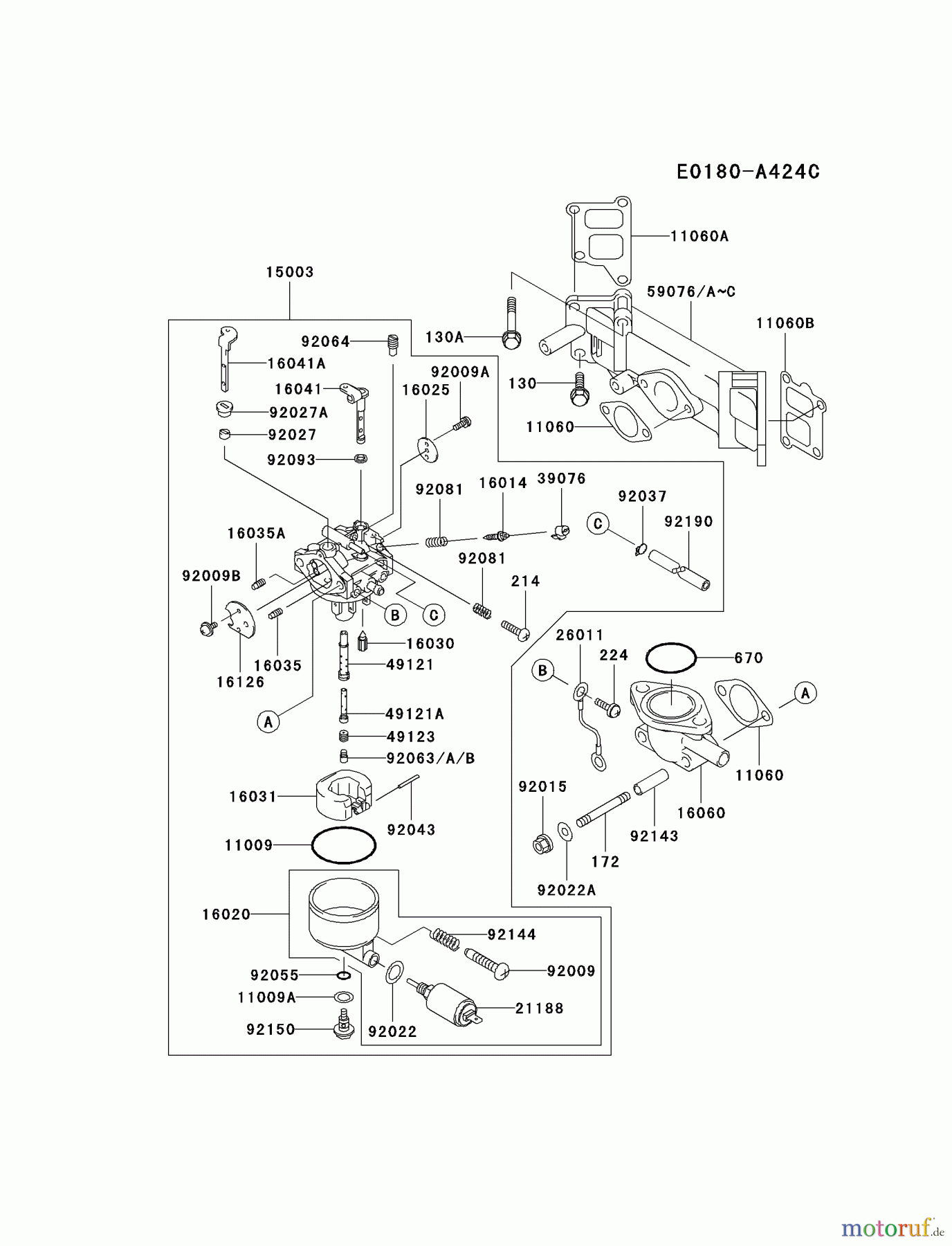  Kawasaki Motoren Motoren Vertikal FA210V - AS02 bis FH641V - DS24 FD590V-BS09 - Kawasaki FD590V 4-Stroke Engine CARBURETOR #2