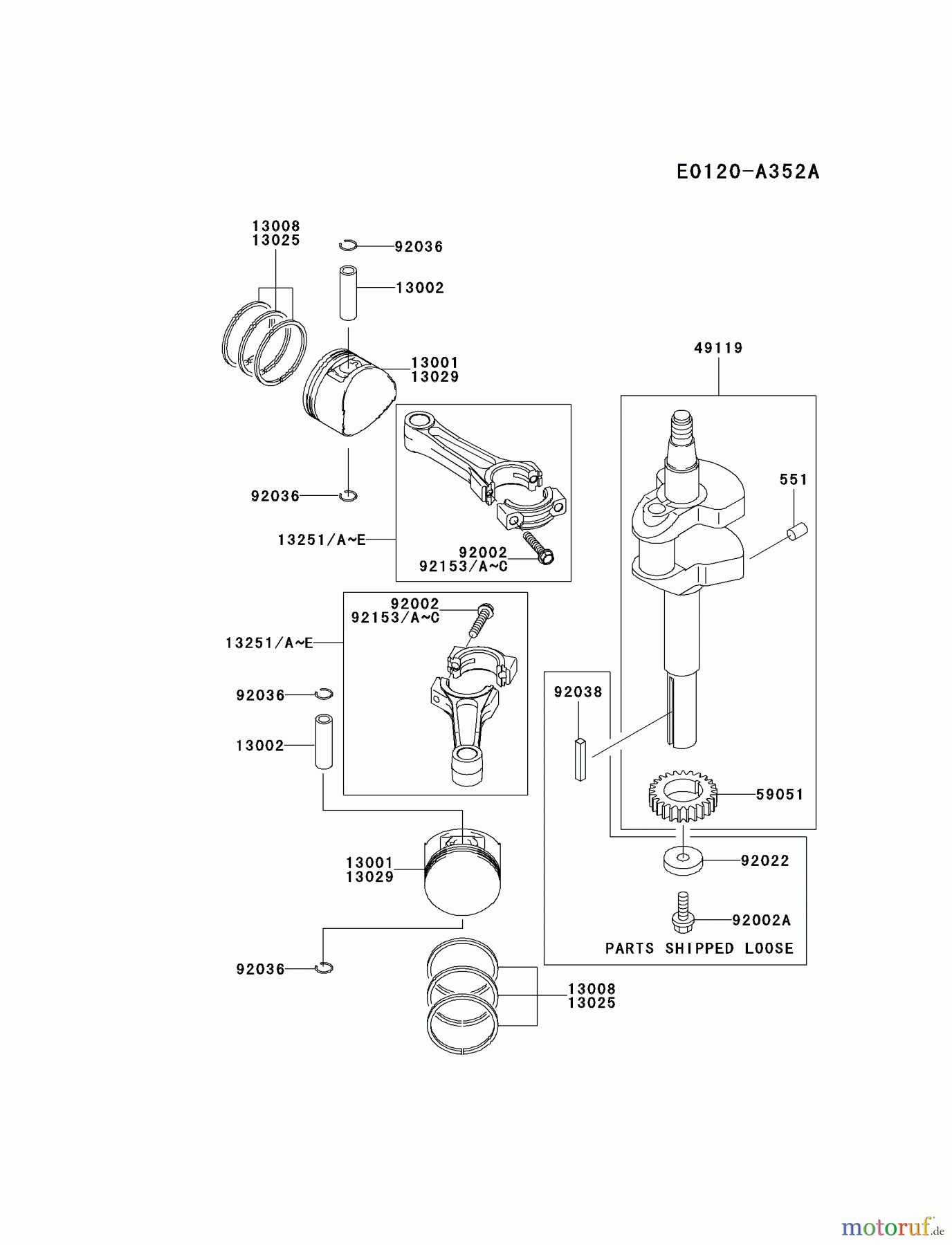  Kawasaki Motoren Motoren Vertikal FA210V - AS02 bis FH641V - DS24 FD611V-CS00 - Kawasaki FD611V 4-Stroke Engine PISTON/CRANKSHAFT