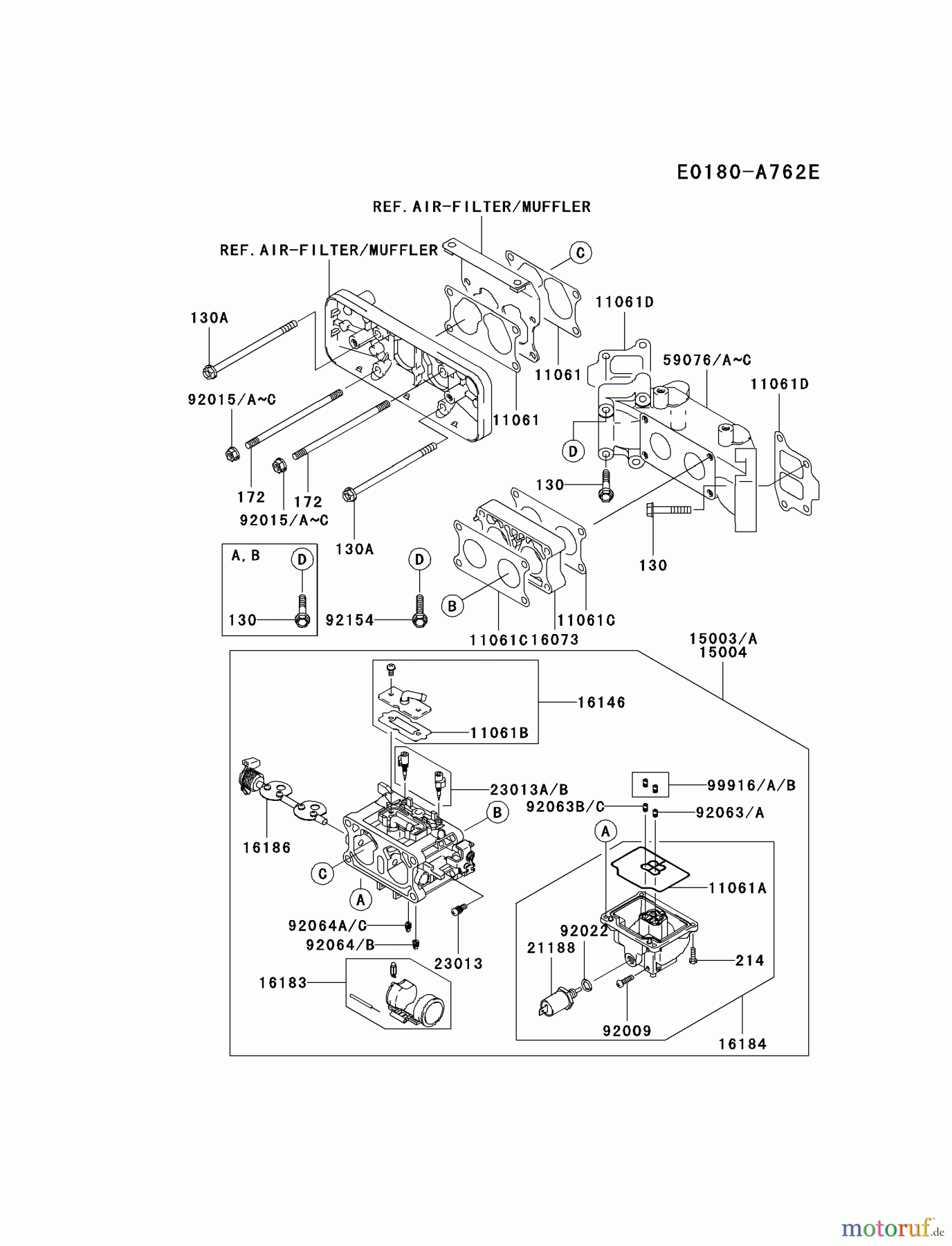  Kawasaki Motoren Motoren Vertikal FA210V - AS02 bis FH641V - DS24 FD731V-CS04 - Kawasaki FD731V 4-Stroke Engine CARBURETOR #2