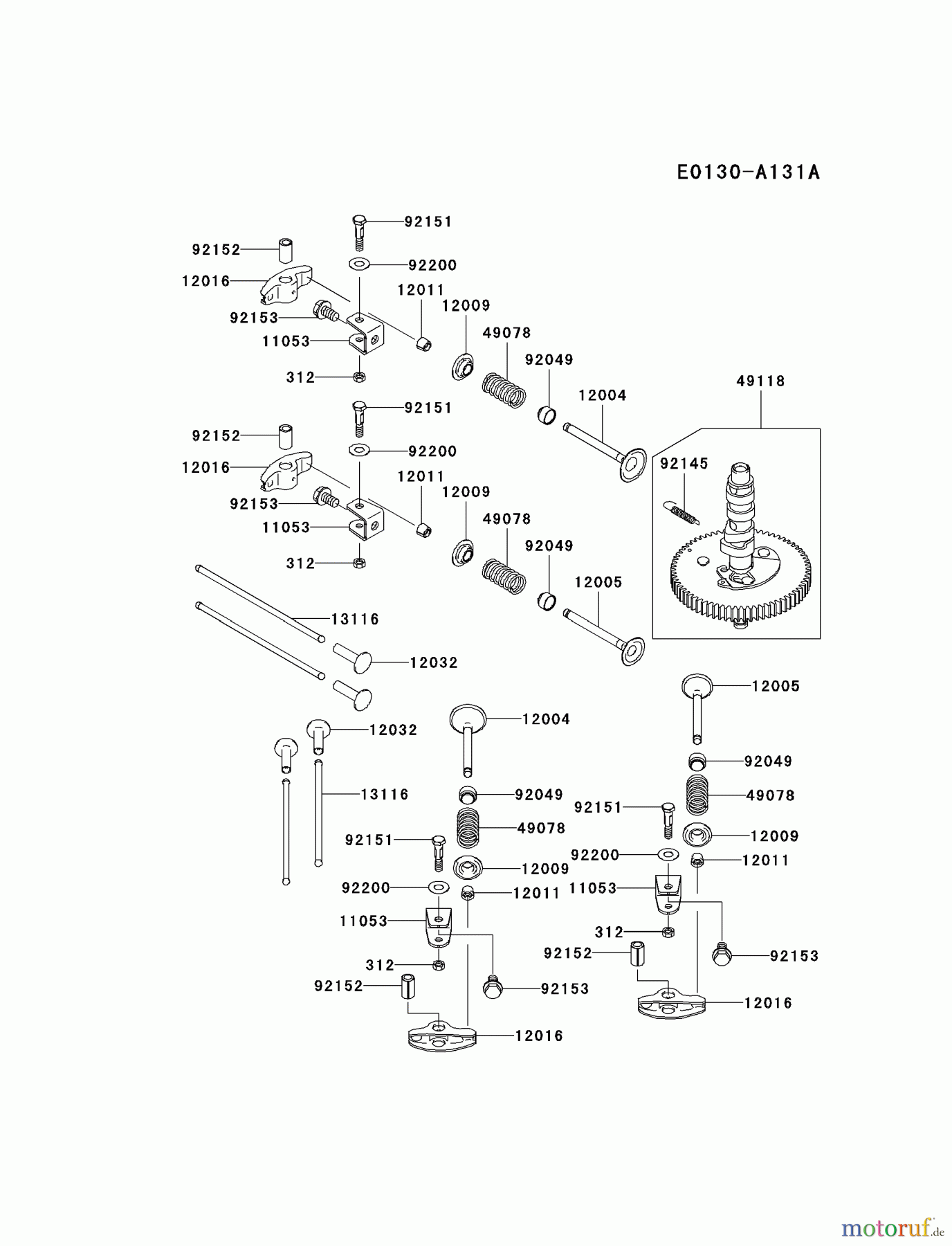  Kawasaki Motoren Motoren Vertikal FA210V - AS02 bis FH641V - DS24 FD731V-ES05 - Kawasaki FD731V 4-Stroke Engine VALVE/CAMSHAFT