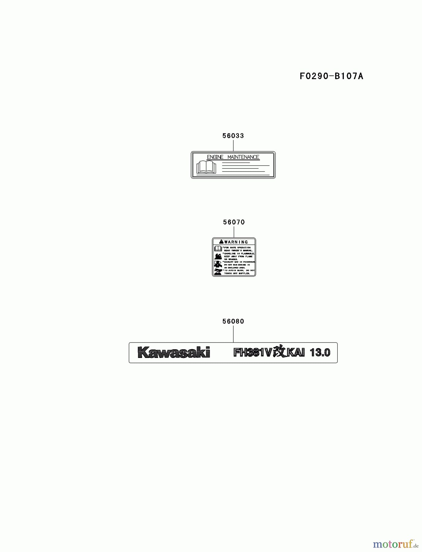  Kawasaki Motoren Motoren Vertikal FA210V - AS02 bis FH641V - DS24 FH381V-BS20 - Kawasaki FH381V 4-Stroke Engine LABEL