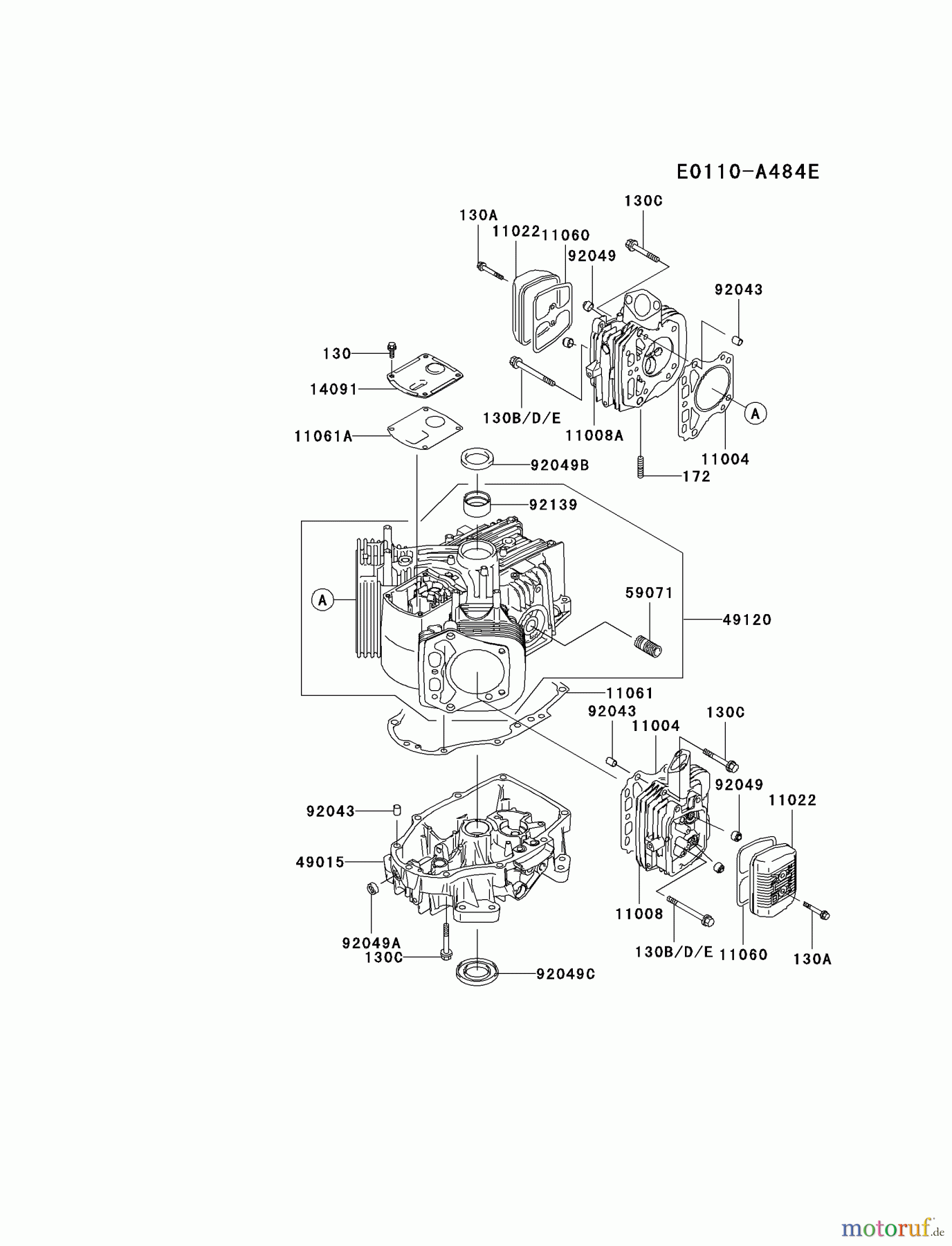  Kawasaki Motoren Motoren Vertikal FA210V - AS02 bis FH641V - DS24 FH381V-BS08 - Kawasaki FH381V 4-Stroke Engine CYLINDER/CRANKCASE