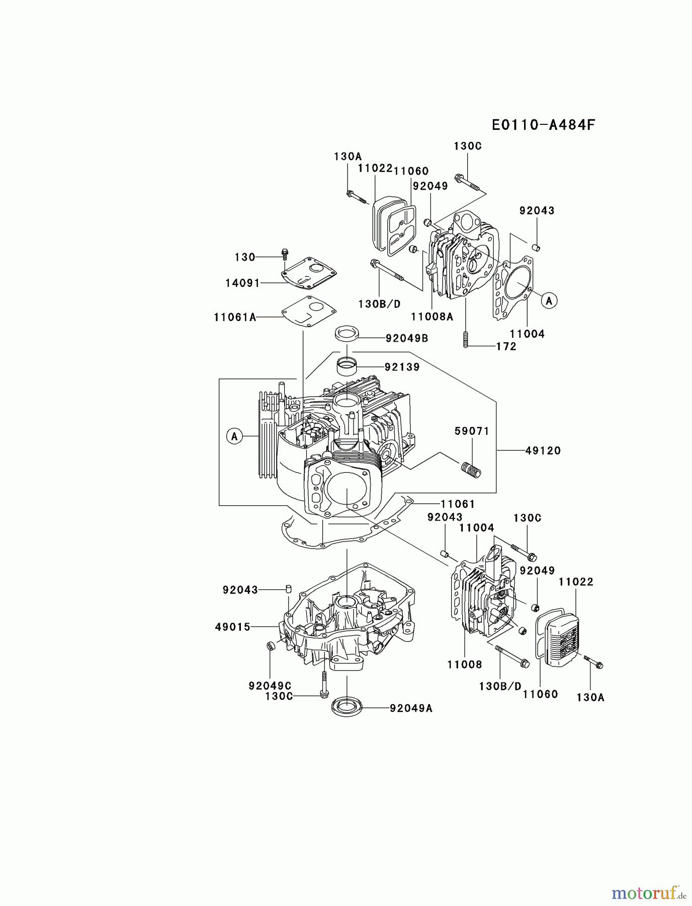  Kawasaki Motoren Motoren Vertikal FA210V - AS02 bis FH641V - DS24 FH381V-CS25 - Kawasaki FH381V 4-Stroke Engine CYLINDER/CRANKCASE