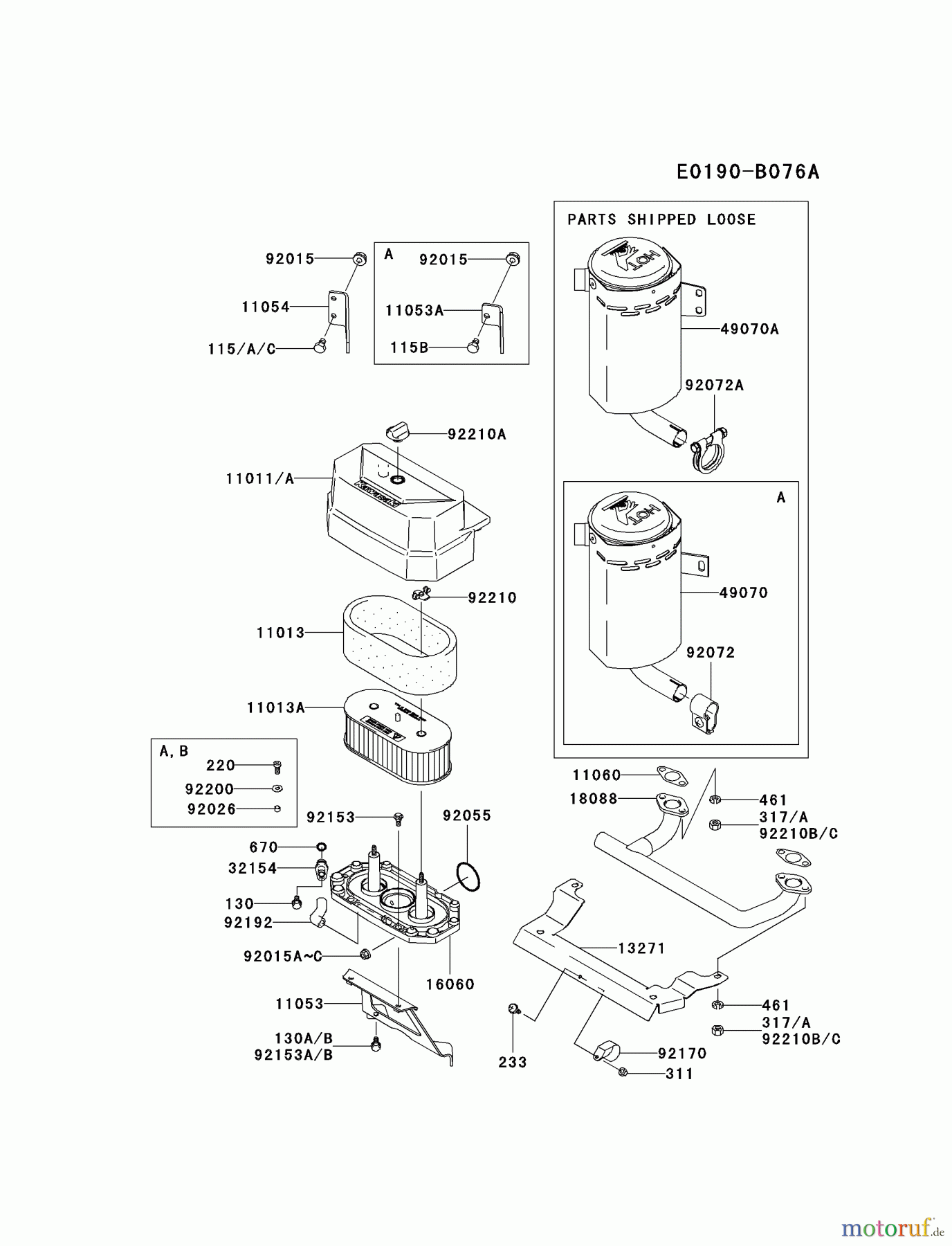  Kawasaki Motoren Motoren Vertikal FA210V - AS02 bis FH641V - DS24 FH381V-BS28 - Kawasaki FH381V 4-Stroke Engine AIR-FILTER/MUFFLER #2