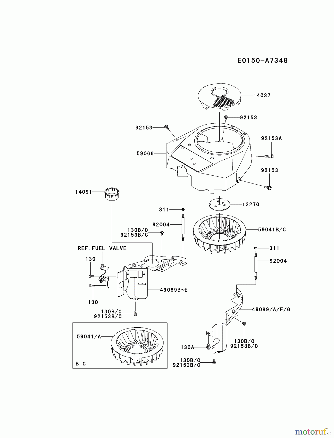  Kawasaki Motoren Motoren Vertikal FA210V - AS02 bis FH641V - DS24 FH381V-BS02 - Kawasaki FH381V 4-Stroke Engine COOLING-EQUIPMENT