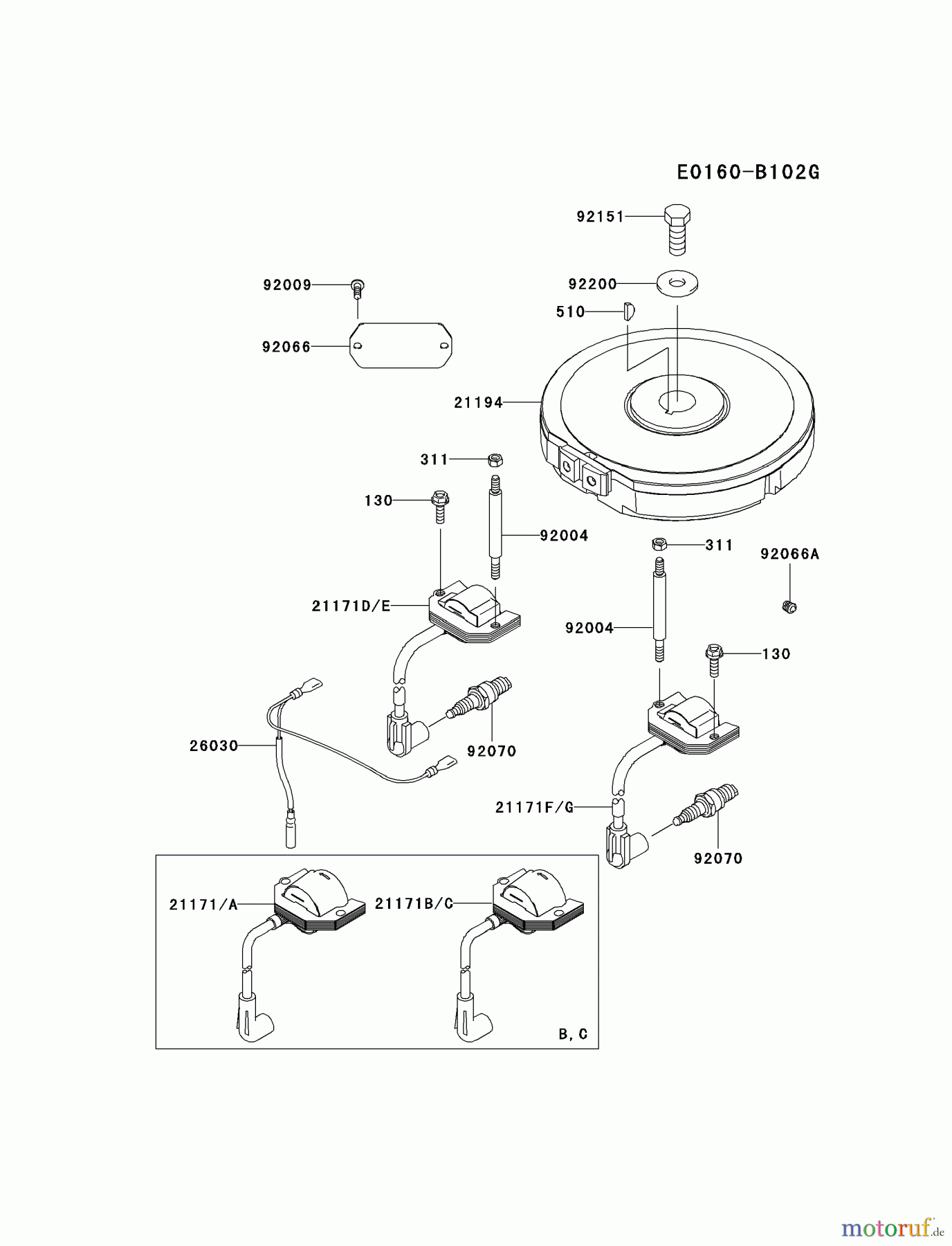  Kawasaki Motoren Motoren Vertikal FA210V - AS02 bis FH641V - DS24 FH381V-CS06 - Kawasaki FH381V 4-Stroke Engine ELECTRIC-EQUIPMENT