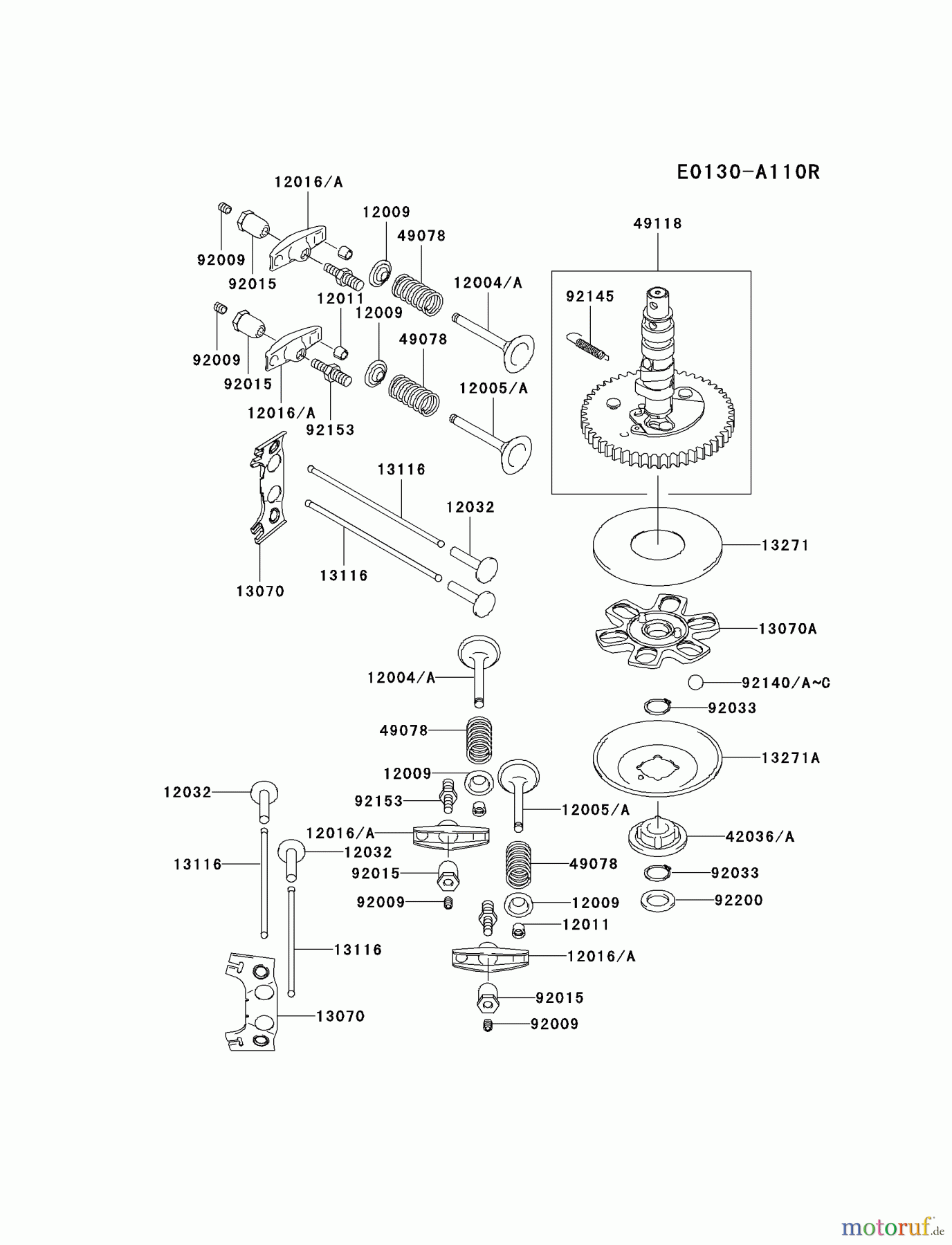  Kawasaki Motoren Motoren Vertikal FA210V - AS02 bis FH641V - DS24 FH381V-CS01 - Kawasaki FH381V 4-Stroke Engine VALVE/CAMSHAFT