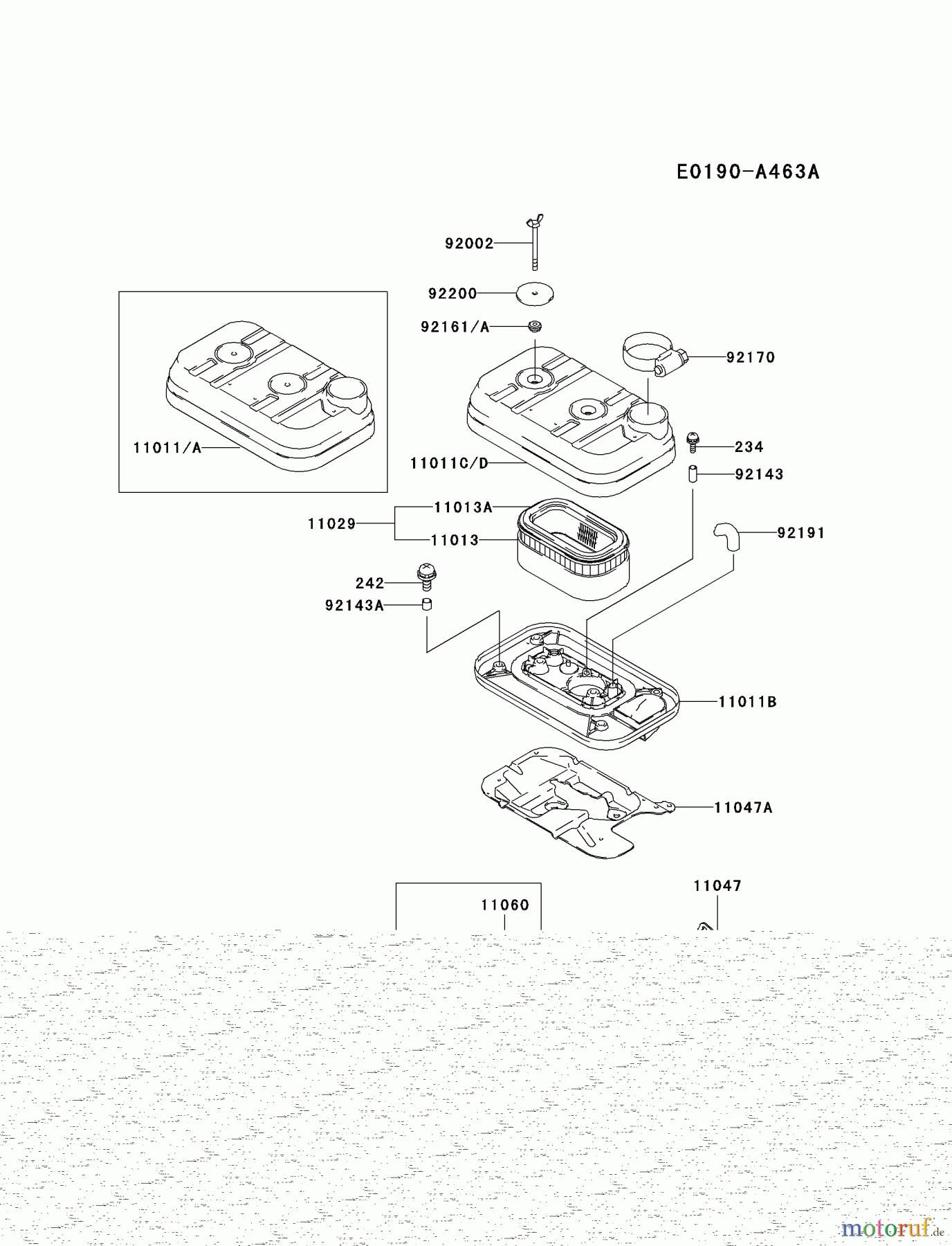  Kawasaki Motoren Motoren, Horizontal FD620D-BS20 - Kawasaki FD620D 4-Stroke Engine AIR-FILTER/MUFFLER